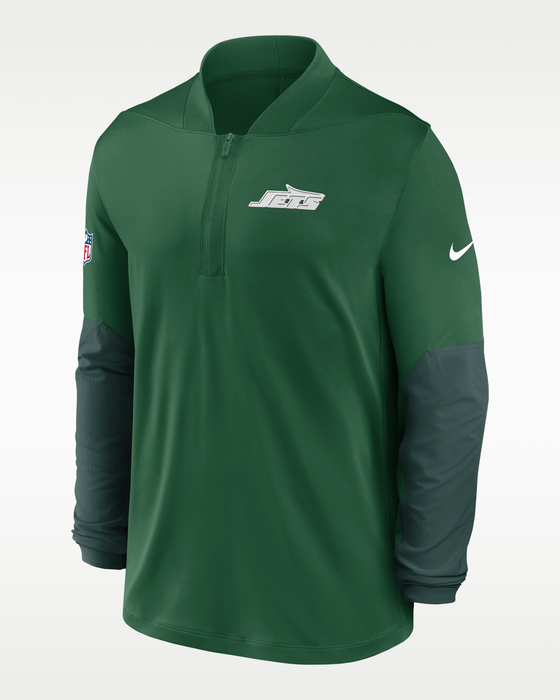 New York Jets Feel The Pressure Men's Nike Dri-FIT NFL 1/2-Zip Top - Green