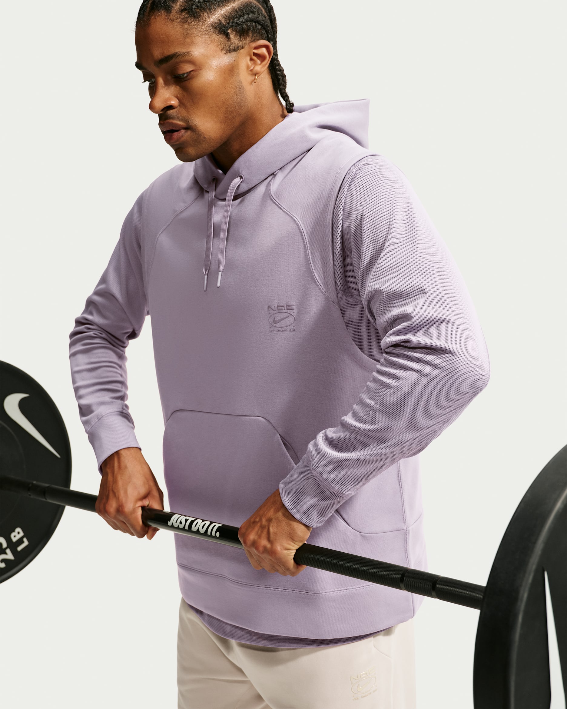 Nike N.A.C. Men's Dri-FIT Fleece Sleeveless Training Hoodie - Purple Smoke/Purple Smoke