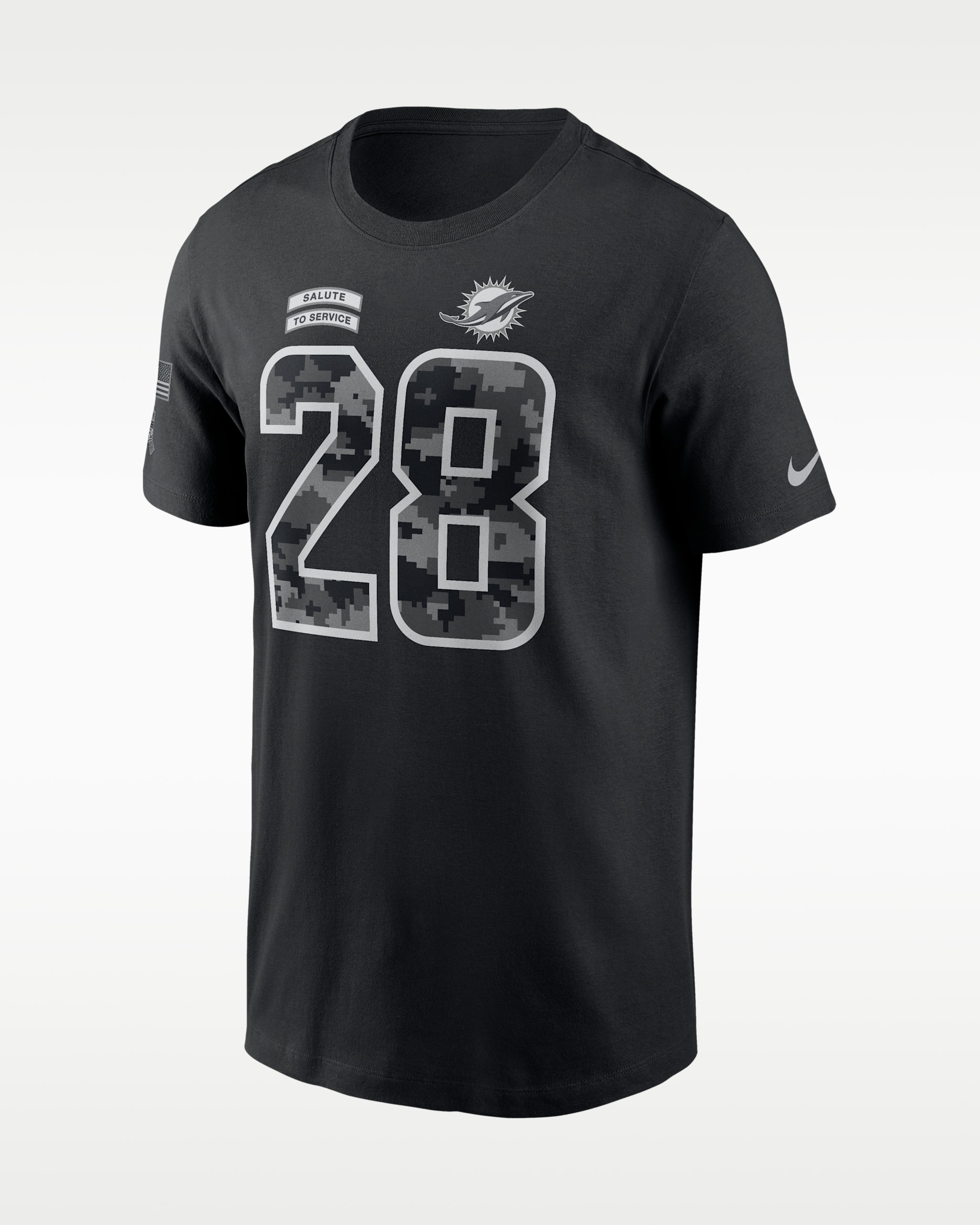 De'Von Achane Miami Dolphins Salute to Service Men's Nike NFL T-Shirt - Black