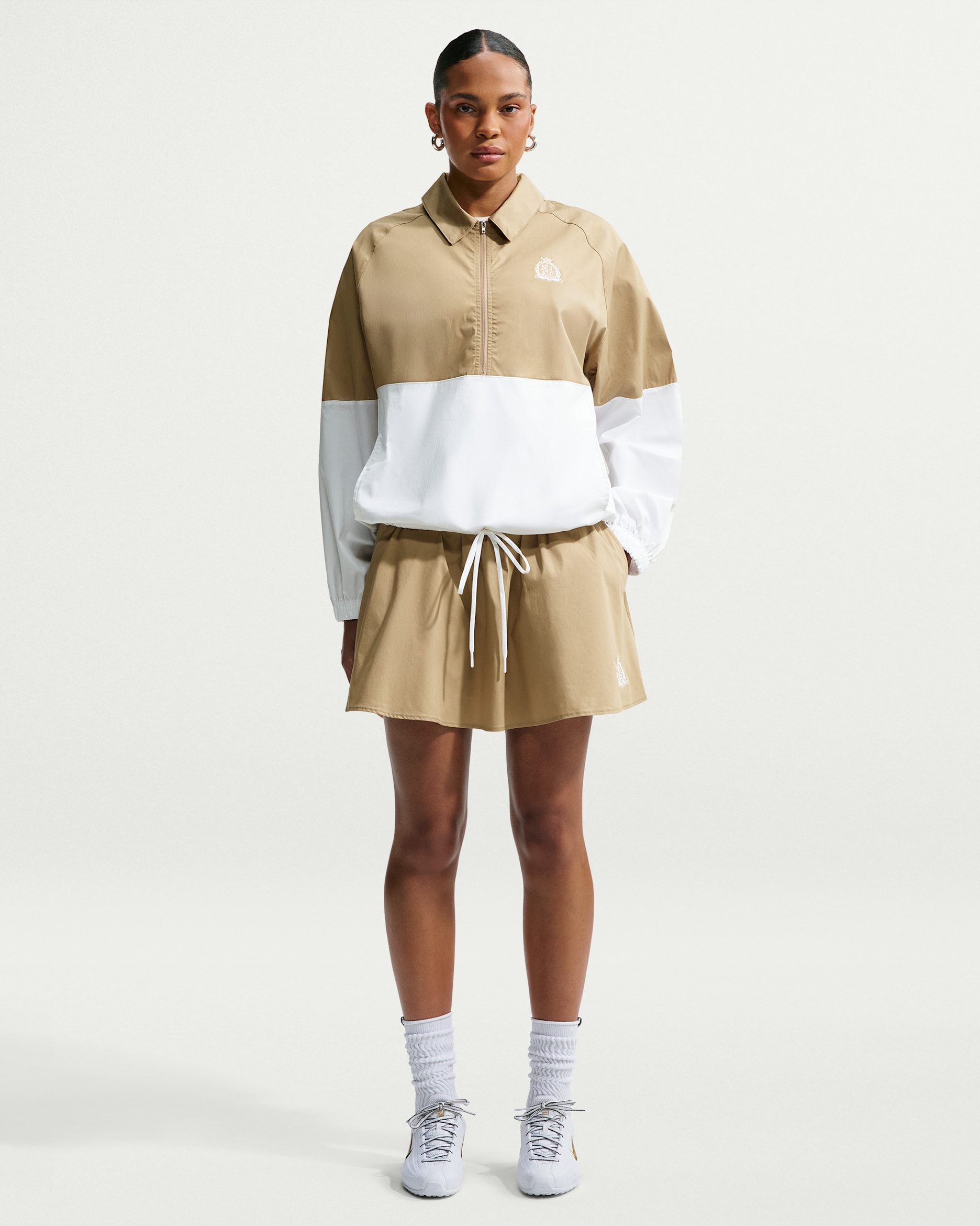 Nike Sportswear Women's Mid-Rise Poplin Mini Skirt - Parachute Beige/White/White