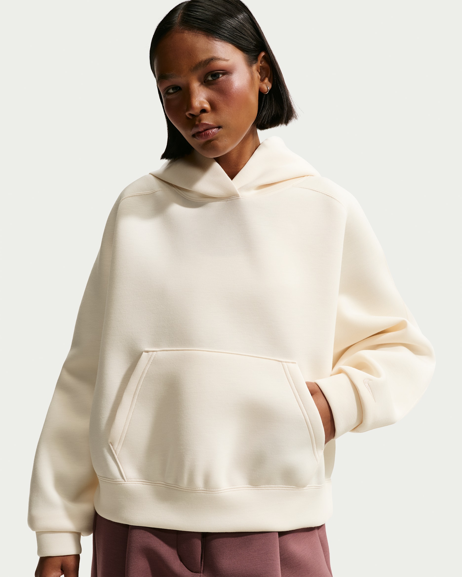 Nike Pre-Game Fleece Women's Oversized Hoodie - Chalk/White/Chalk