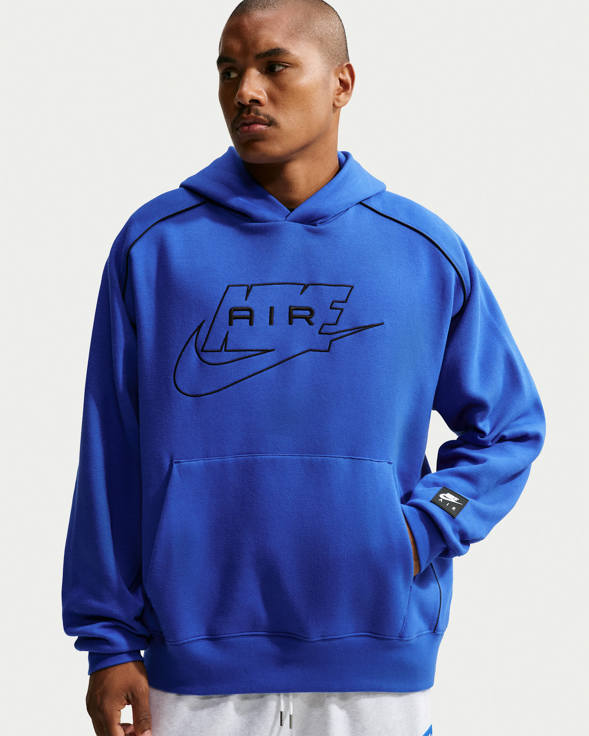 Sudadera con gorro sin cierre de tejido Fleece para hombre Nike Air - Royal juego/Negro/Negro