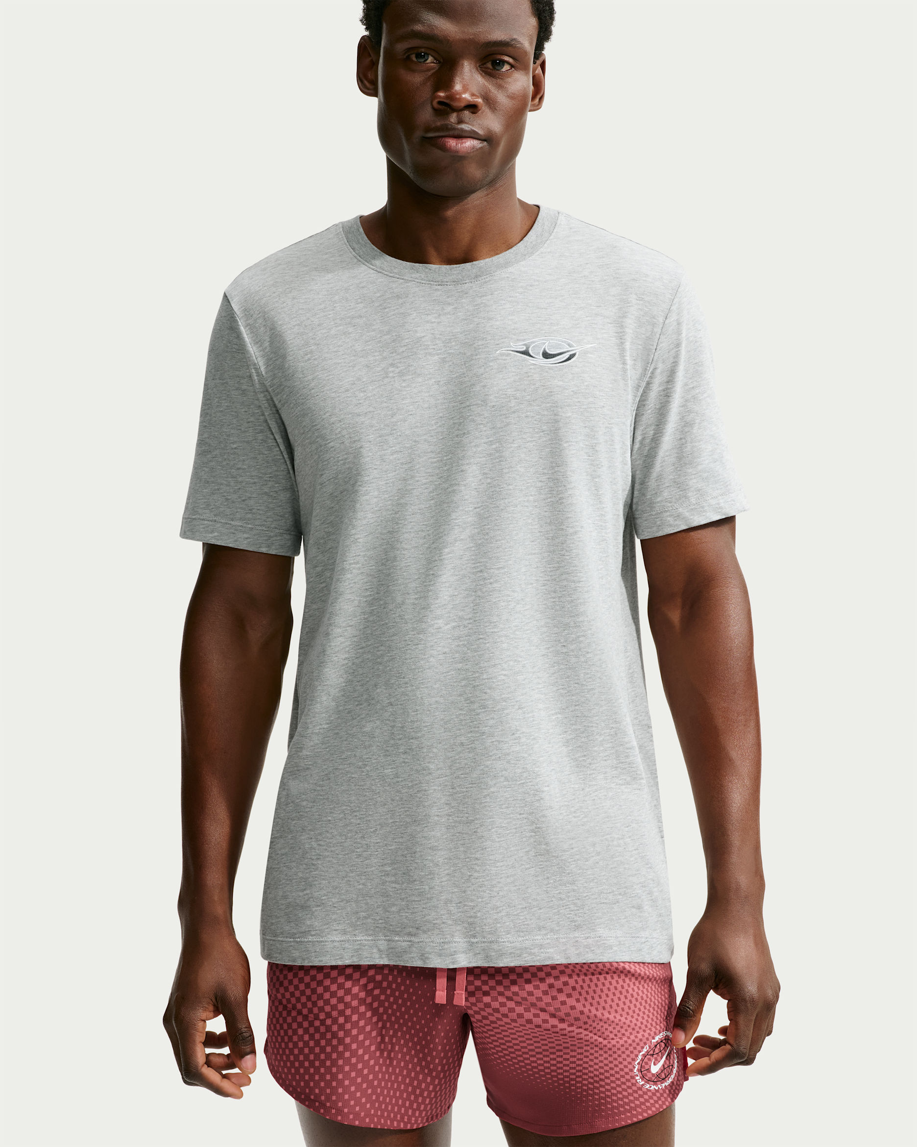 Nike Men's Dri-FIT Running T-Shirt - Dark Grey Heather/Black/White