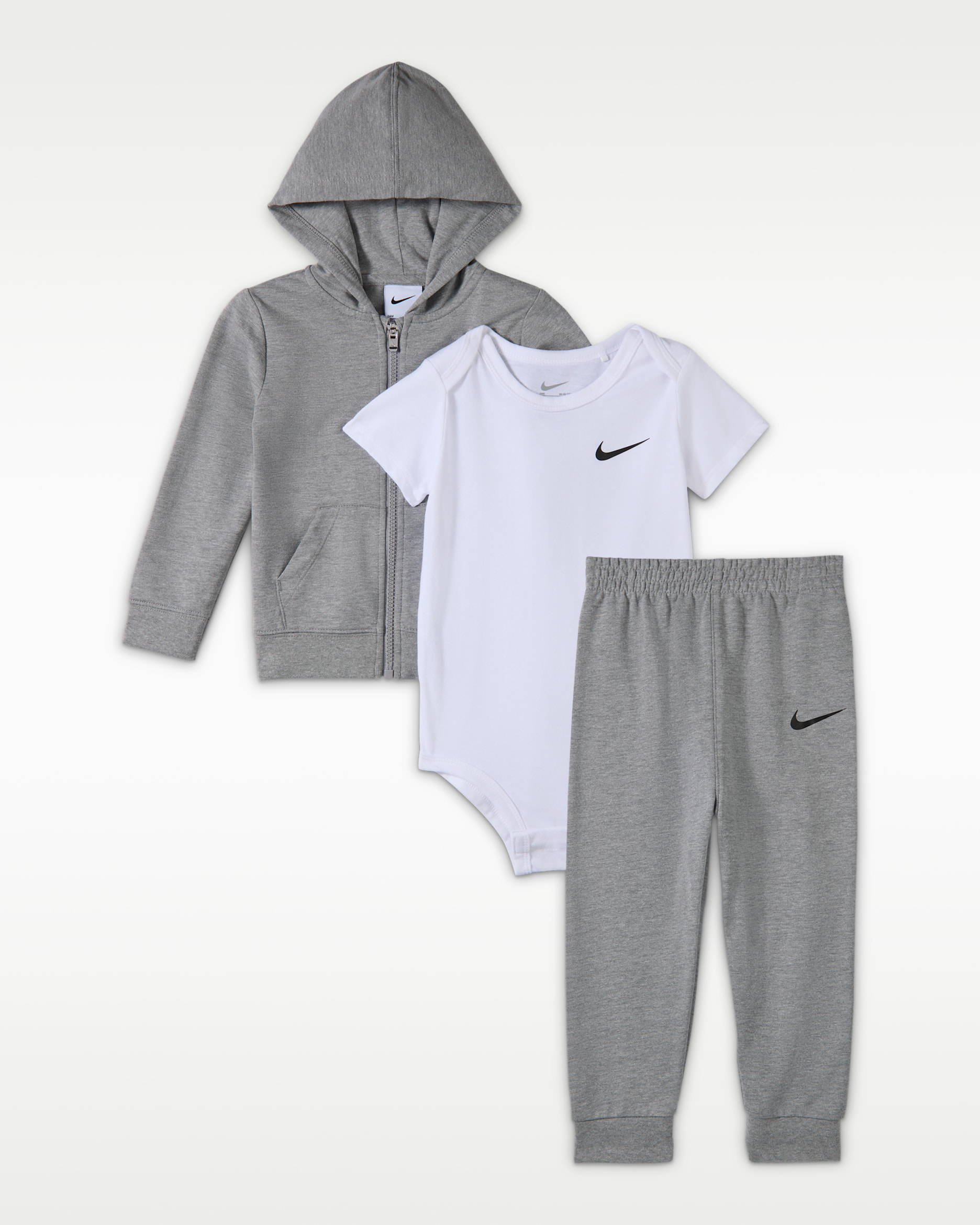 Conjunto de 3 piezas con body y pants para bebé (de 6 a 12 meses) Nike - Gris oscuro jaspeado