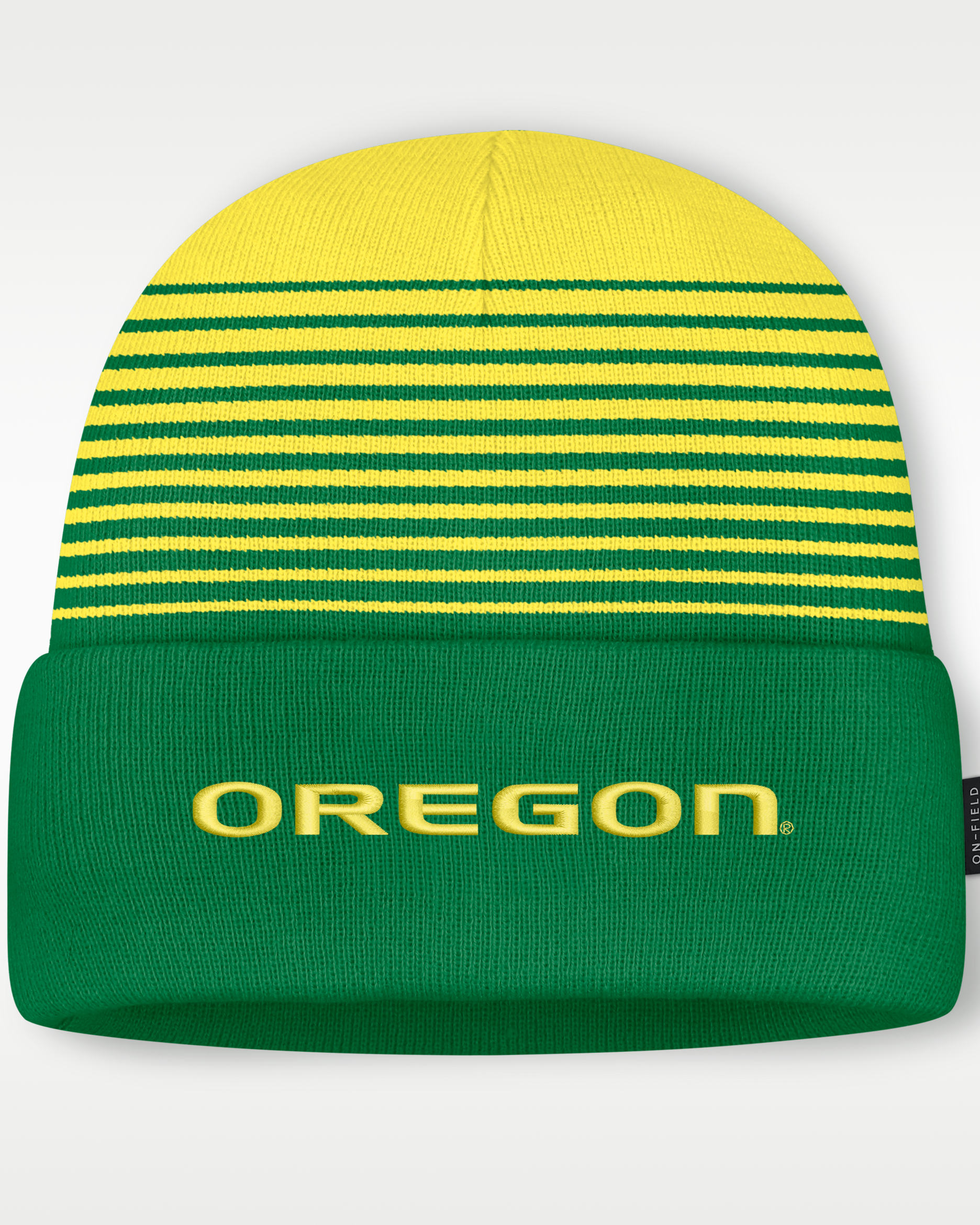 Oregon Sideline Utility Men's Nike College Cuffed Beanie - Apple Green/Yellow Strike