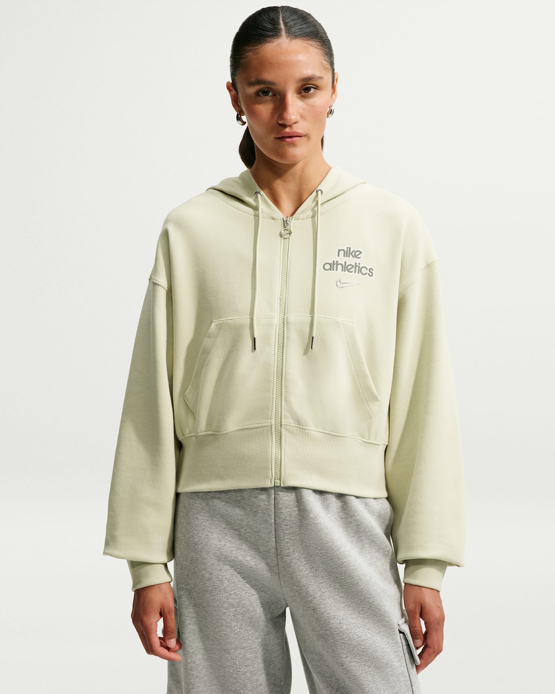 Nike Sportswear Phoenix Oversize-Fleece-Hoodie mit durchgehendem Reißverschluss (Damen) - Olive Aura