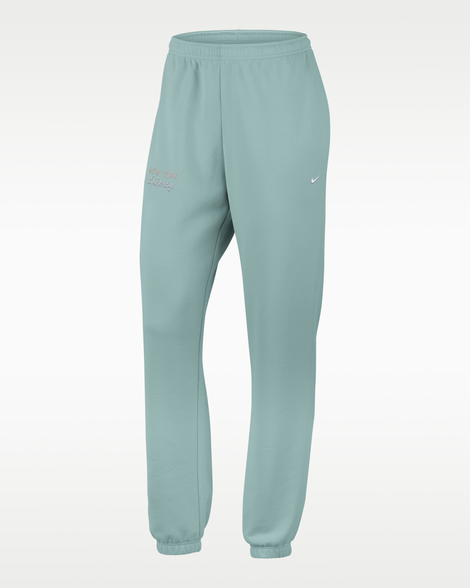 New York Liberty Women's Nike French Terry Standard Cuffed Pants - Mineral/White/White