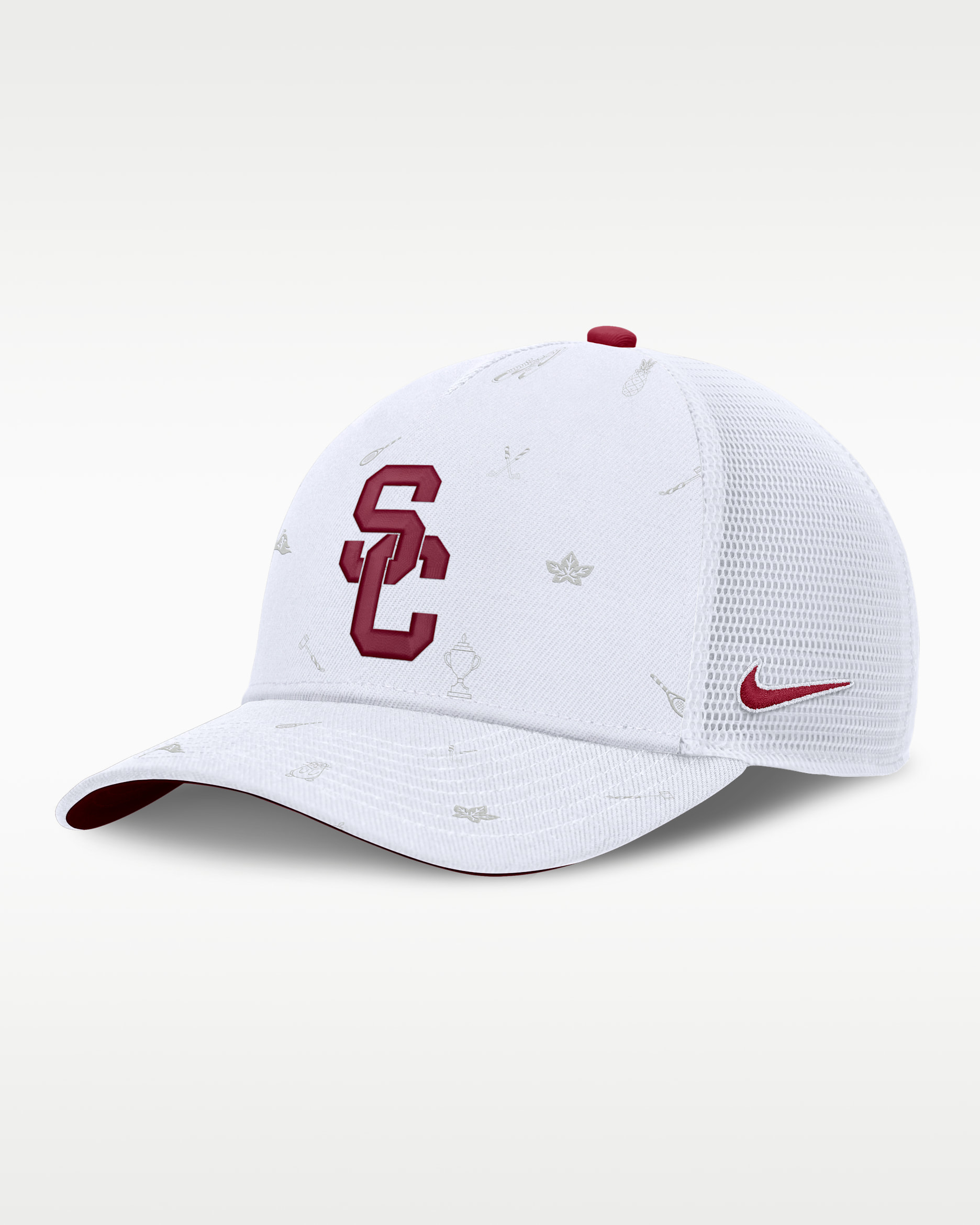 USC Country Club Golfin' Rise Men's Nike College Trucker Adjustable Hat - White