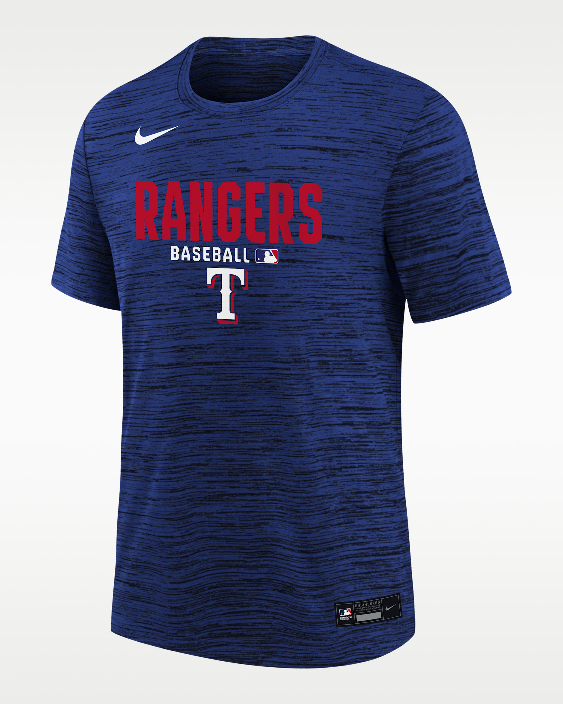 Playera Nike Dri-FIT de la MLB para niños talla grande Texas Rangers Authentic Collection Velocity - Royal intenso