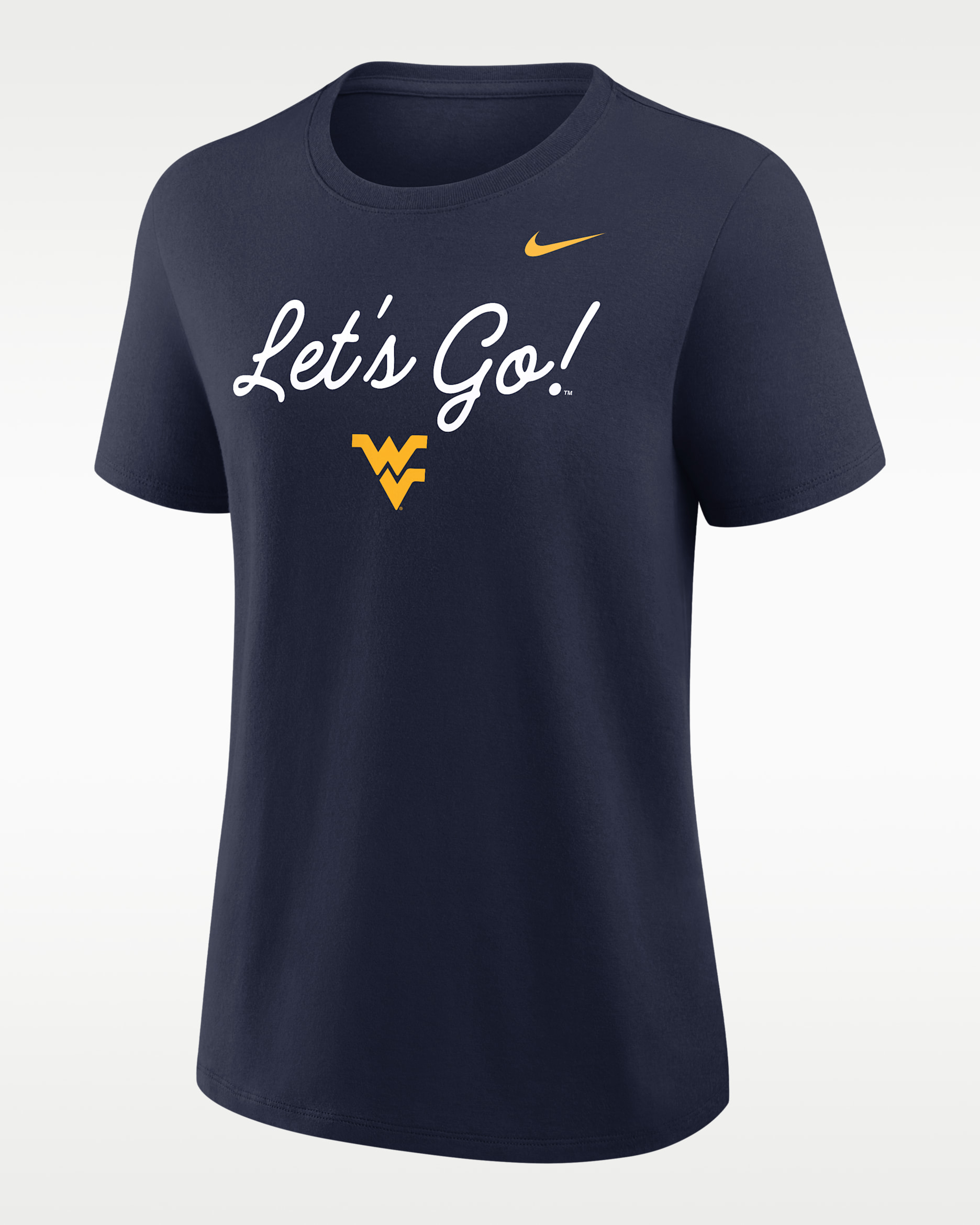 West Virginia Script Mantra Logo Women's Nike College T-Shirt - Navy