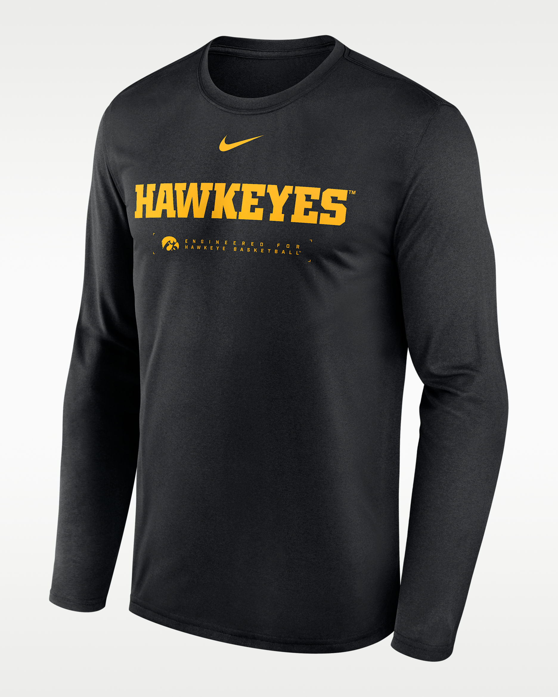 Iowa Courtside Basketball Shootaround Legend Men's Nike Dri-FIT College Long-Sleeve T-Shirt - Black