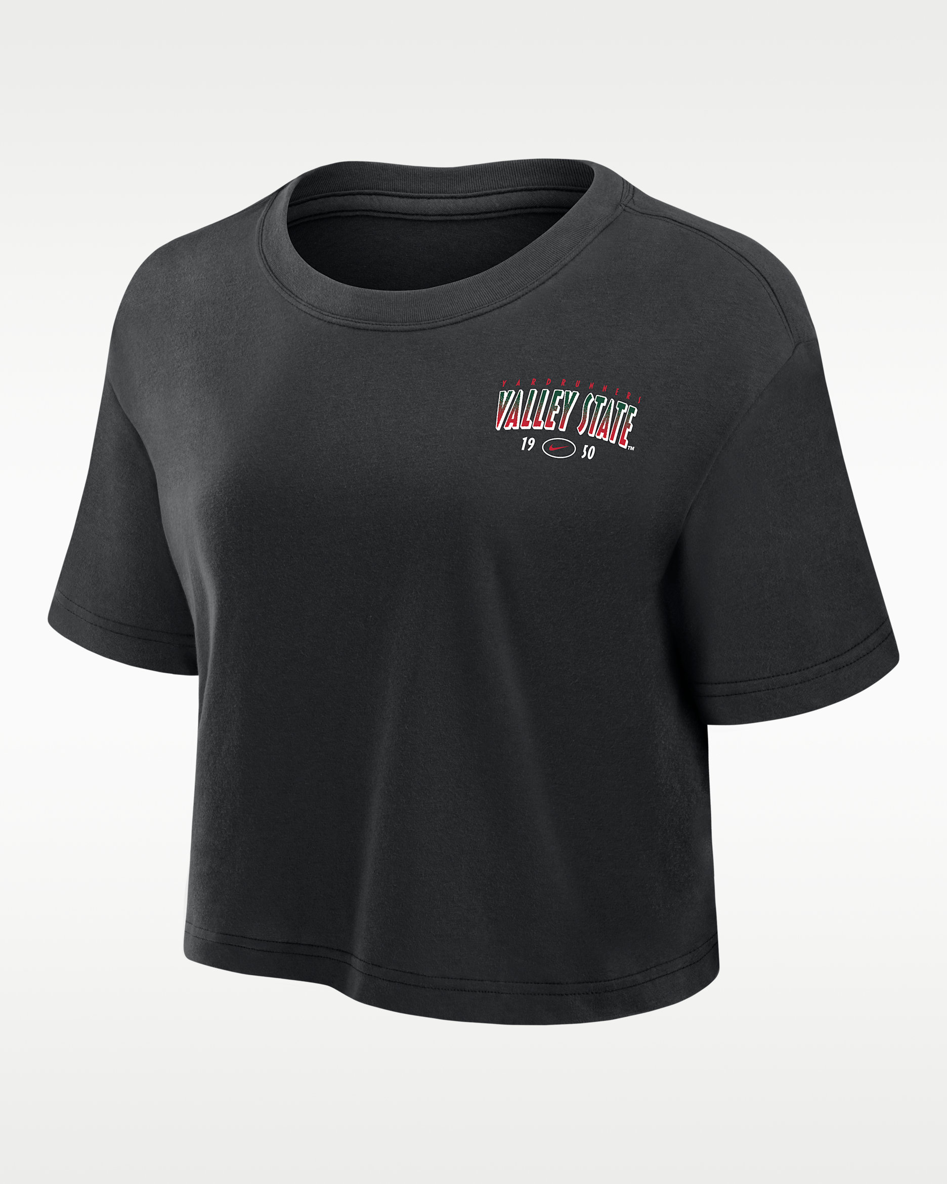 Nike College (Mississippi Valley State University) Women's Dri-FIT Cropped T-Shirt - Black