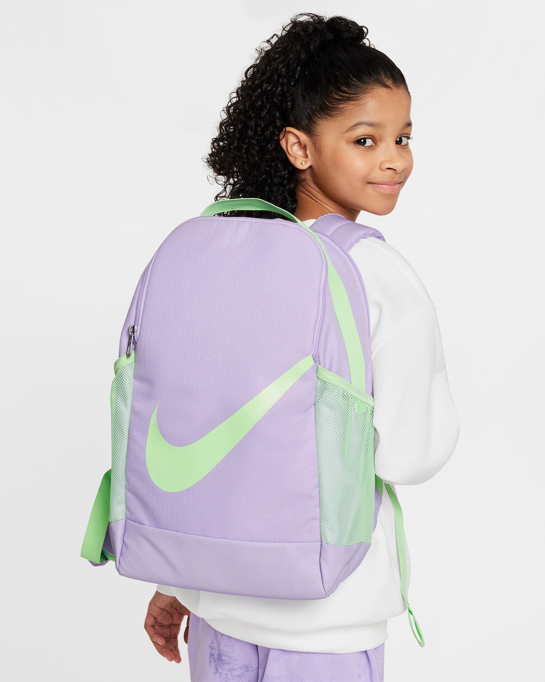 Nike Brasilia Kids' Backpack (18L) - Lilac Bloom/Vapour Green/Vapour Green
