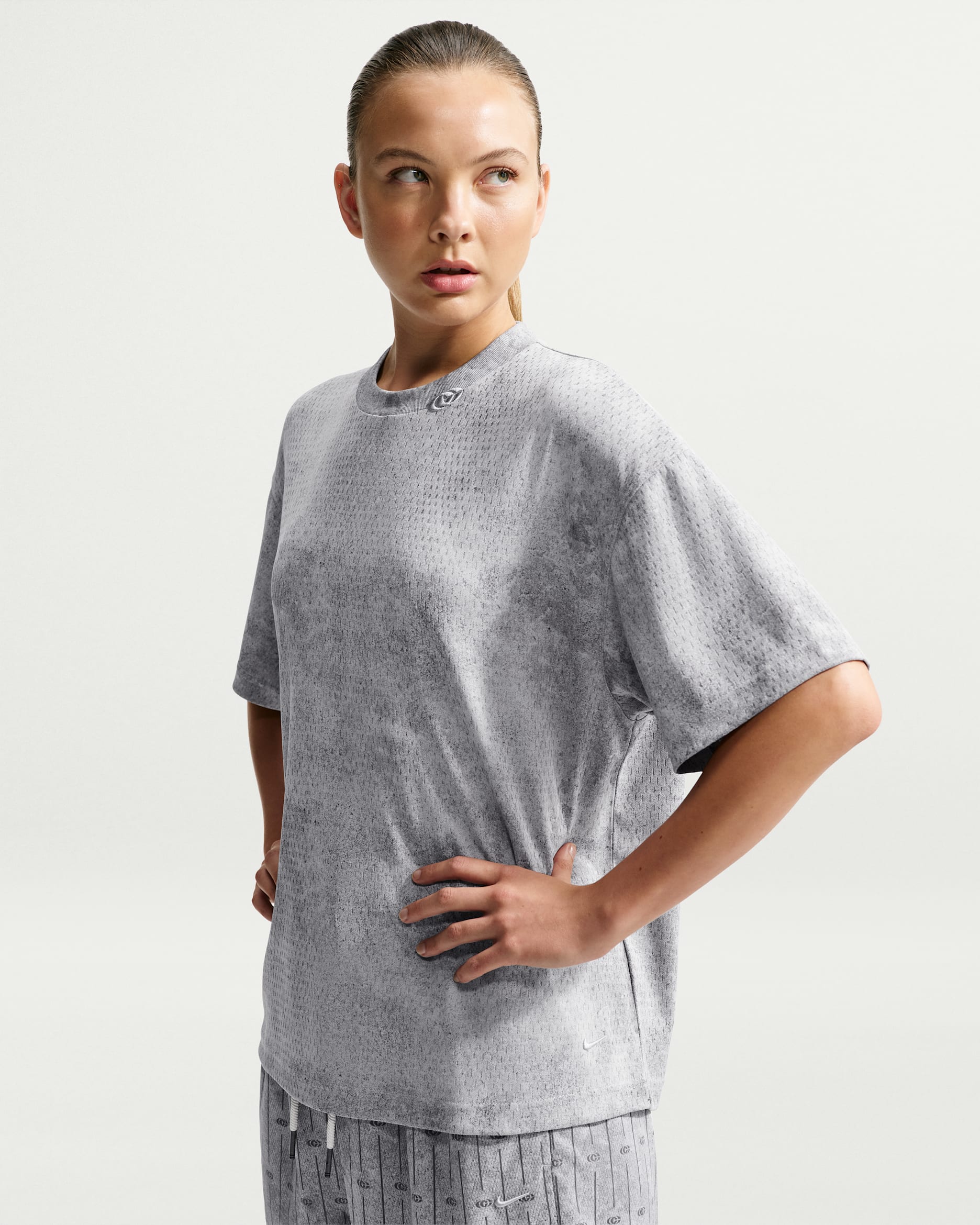 Caitlin Standard Issue Women's Aero-FIT Short-Sleeve Basketball Top - Wolf Grey/Wolf Grey