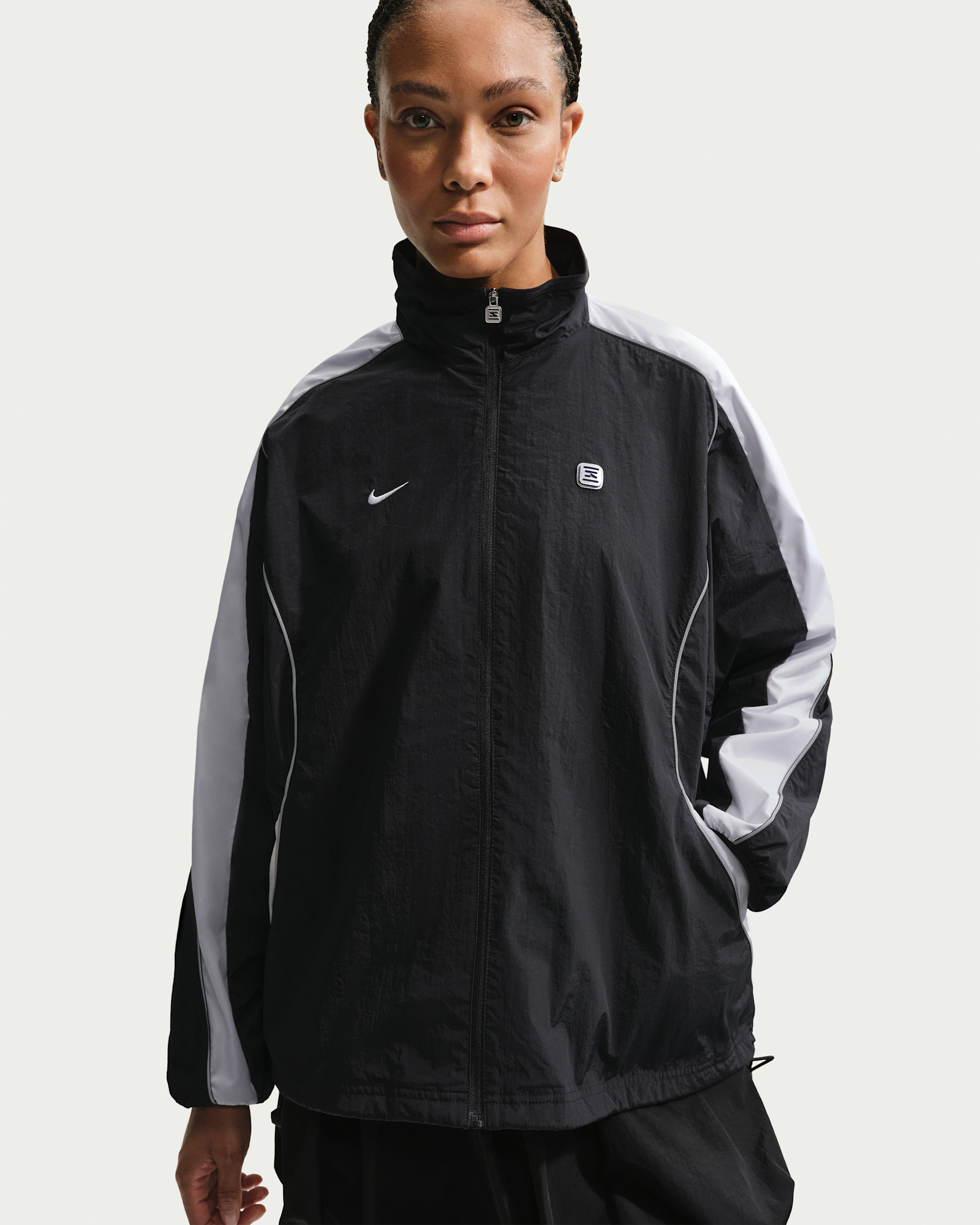 Nike Sportswear vevd damejakke - Svart/Hvit/Hvit