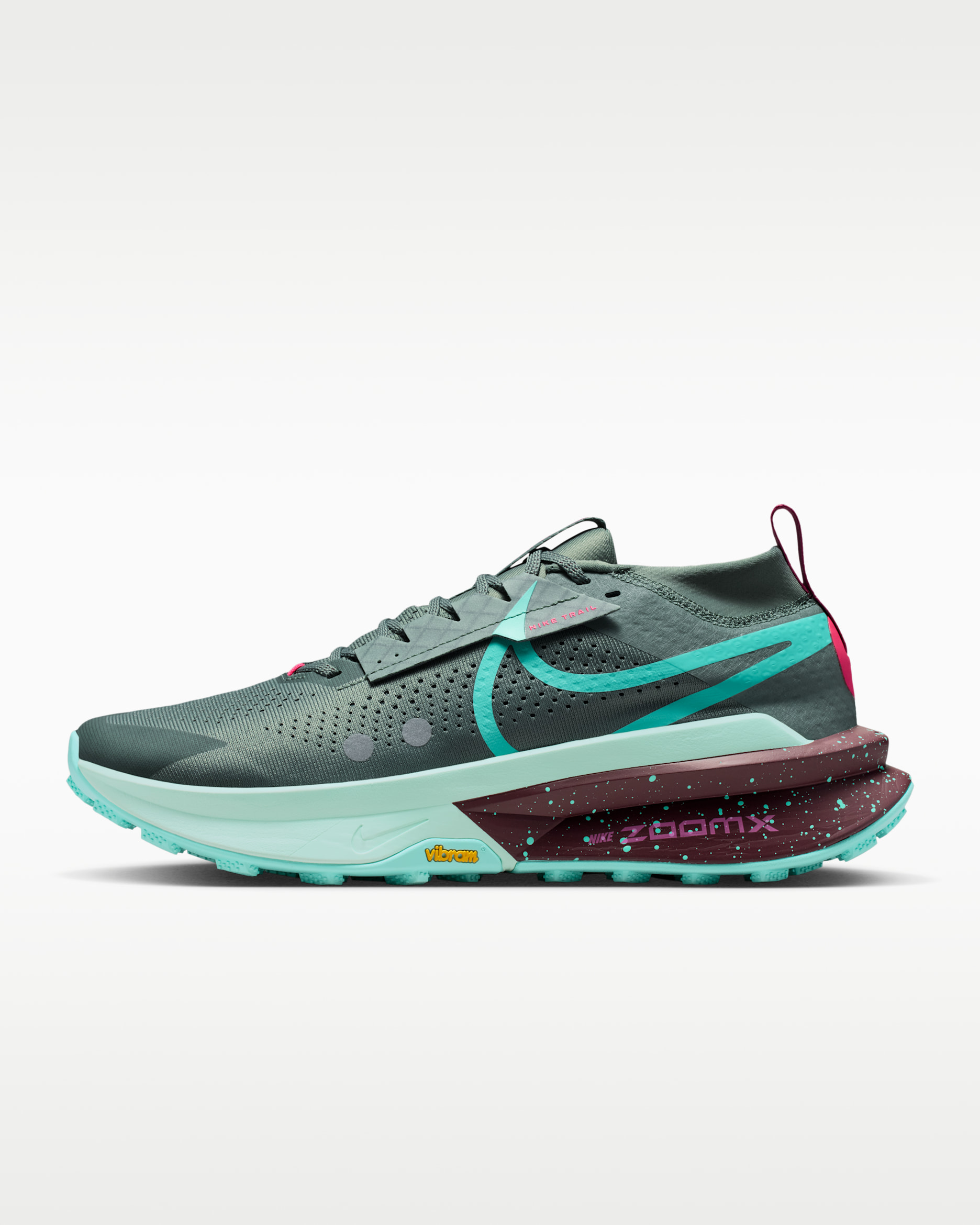 Nike Zegama 2 Men's Trail-Running Shoes - Clay Green/Mint Foam/Burgundy Crush/Bleached Turquoise