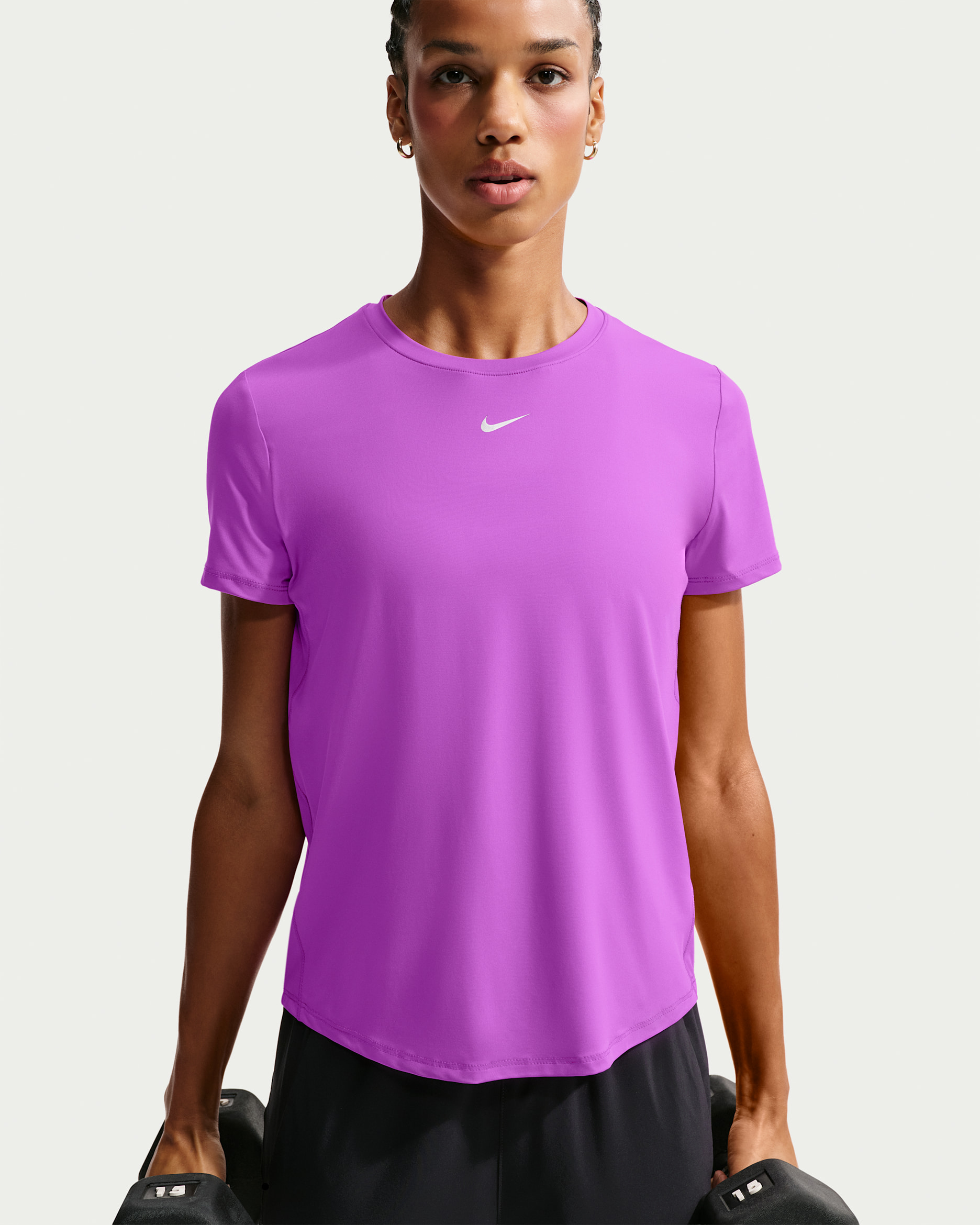 Nike One Classic Women's Dri-FIT Short-Sleeve Top - Vivid Purple/White