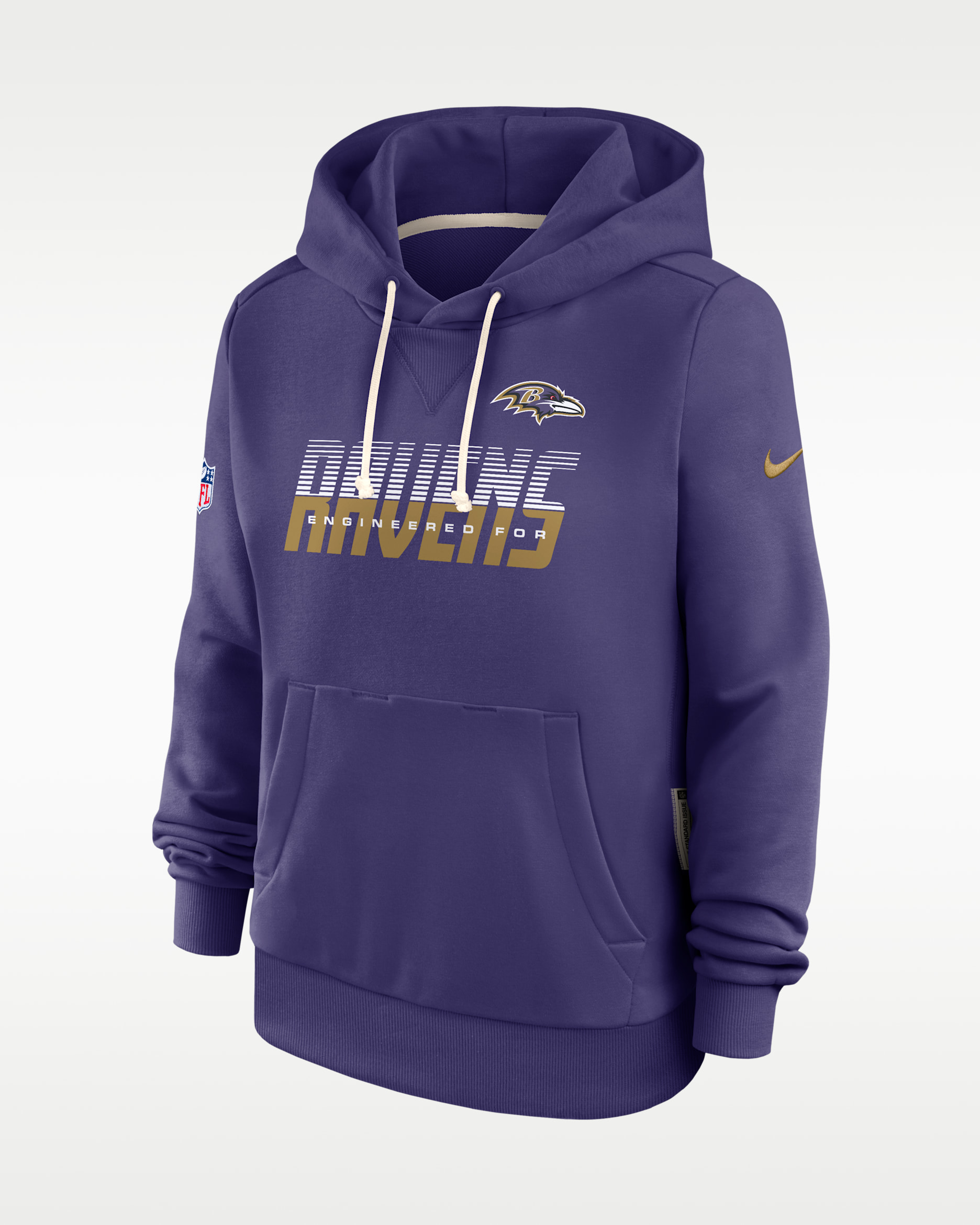 Sudadera con gorro sin cierre Nike Dri-FIT de la NFL para mujer Baltimore Ravens Sideline Standard Issue - Morado