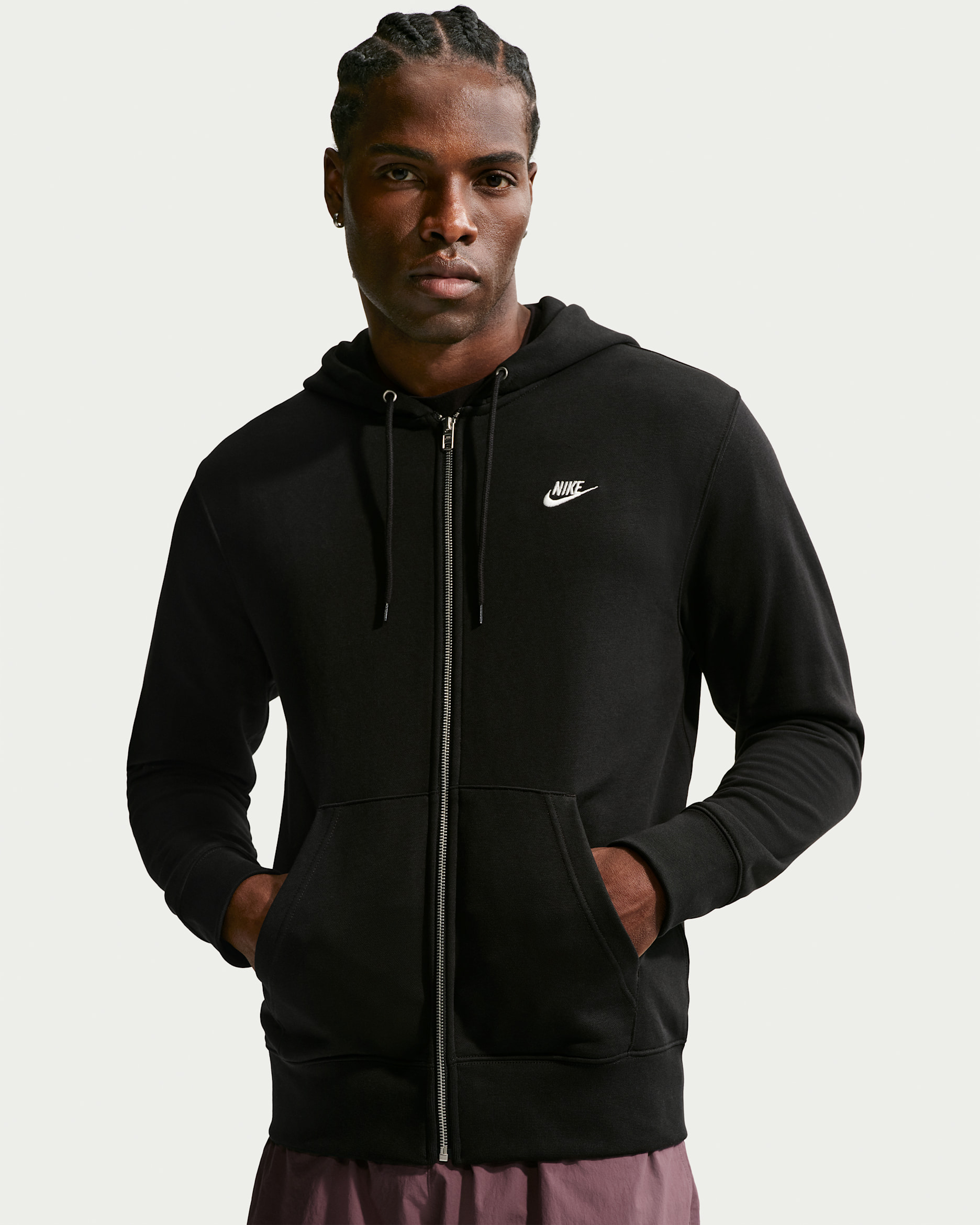 Nike Sportswear Club Men's French Terry Full-Zip Hoodie - Black/Sail