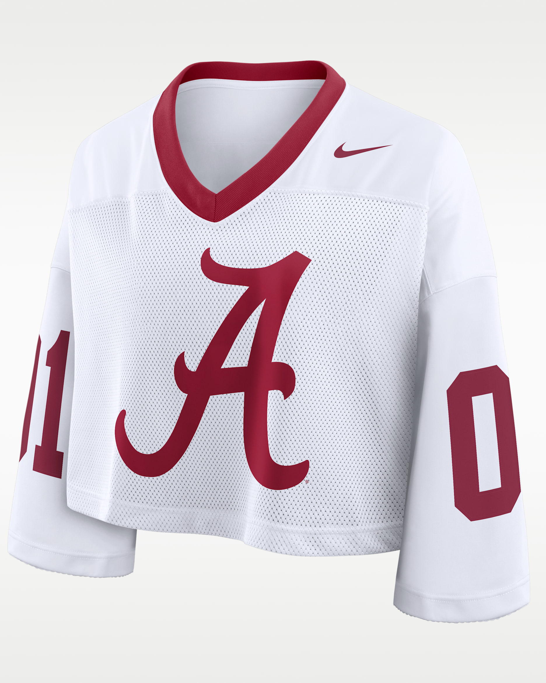 Alabama Logo Women's Nike Dri-FIT College Cropped Jersey - White/Team Crimson