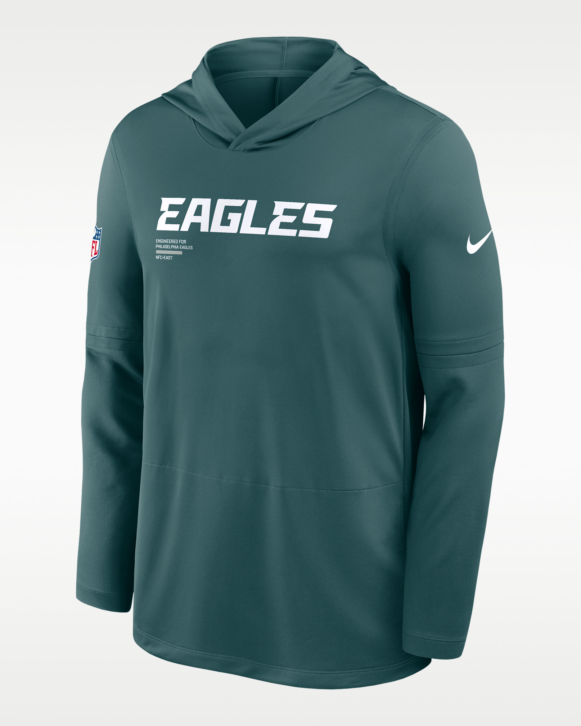 Philadelphia Eagles Pure Fury Sideline Men's Nike Dri-FIT NFL Long-Sleeve Hooded Top - Teal