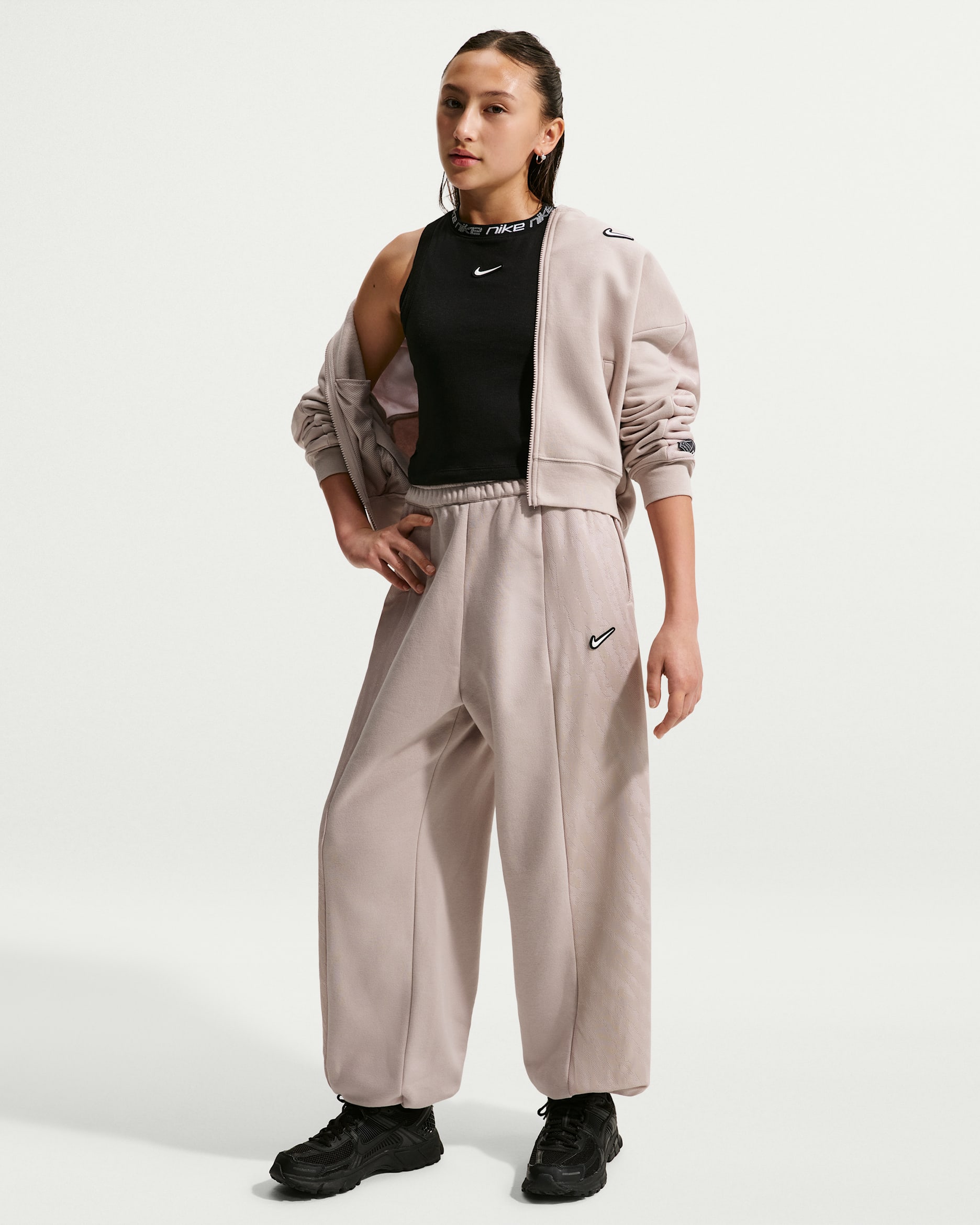 Nike Sportswear Older Kids' (Girls') Fleece Trousers - Moon Particle/White