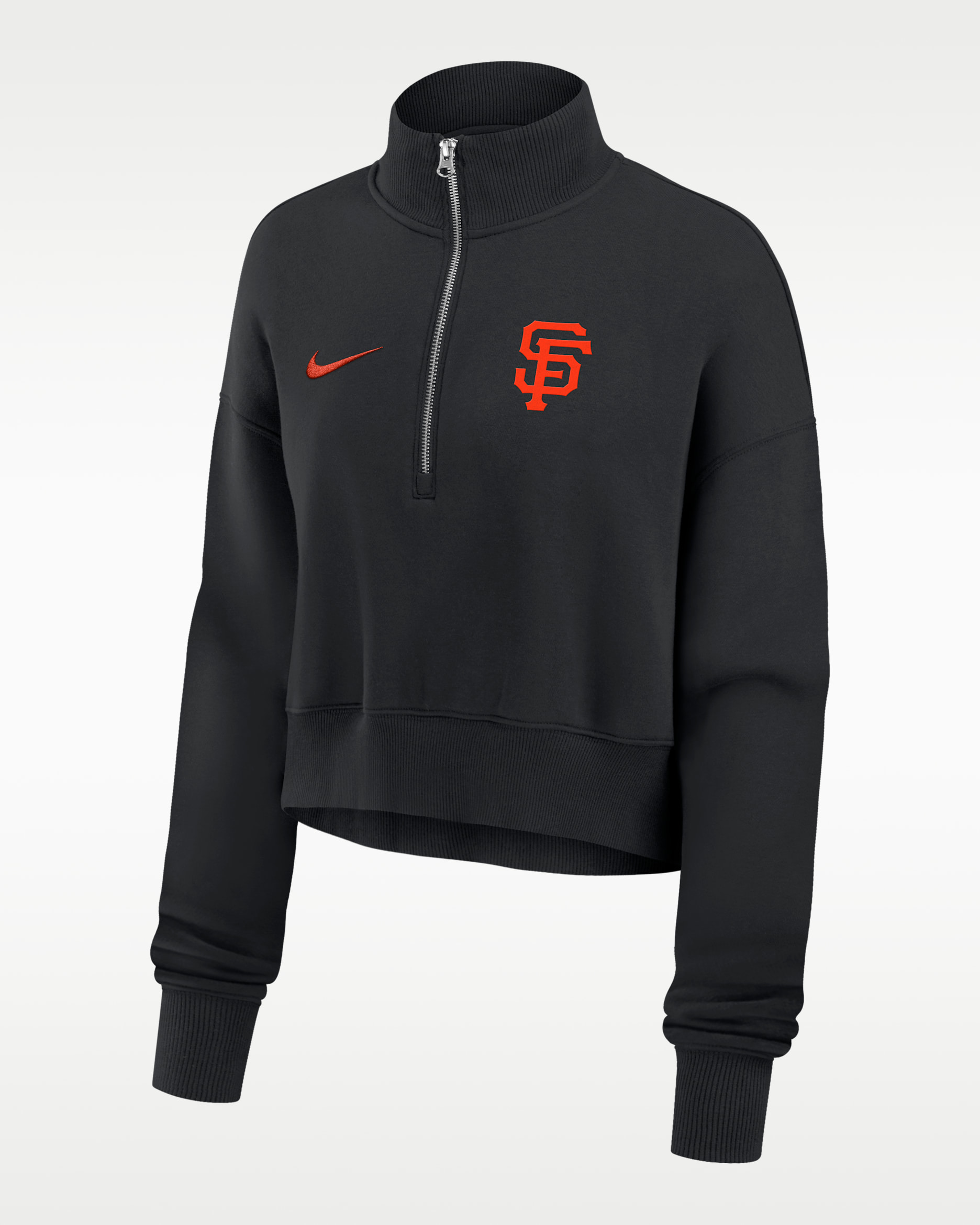 San Francisco Giants Phoenix Women's Nike MLB Cropped 1/4-Zip Crew - Black