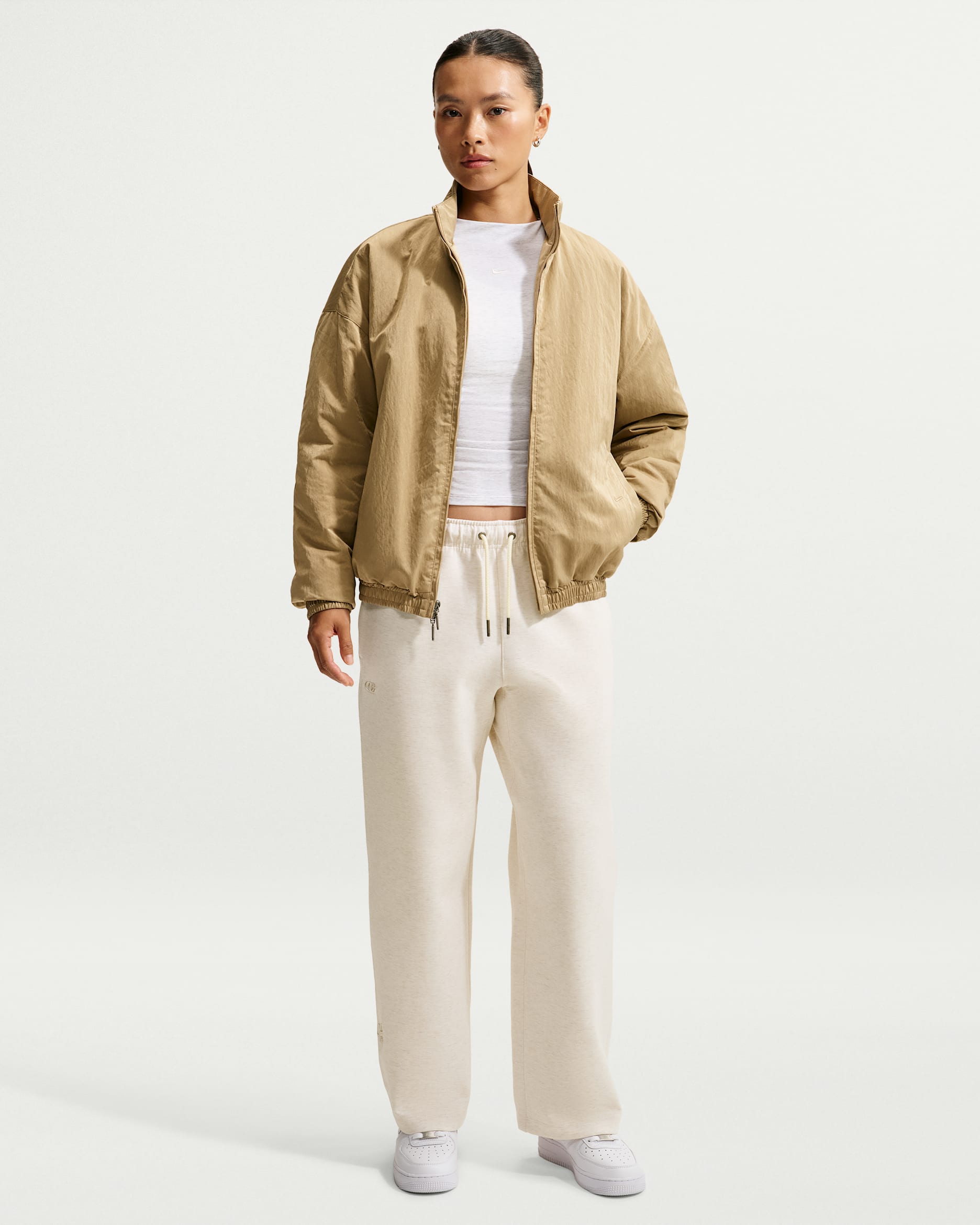 Caitlin Standard Issue Women's Dri-FIT Open-Hem Basketball Trousers - Pale Ivory/Heather/Pale Ivory