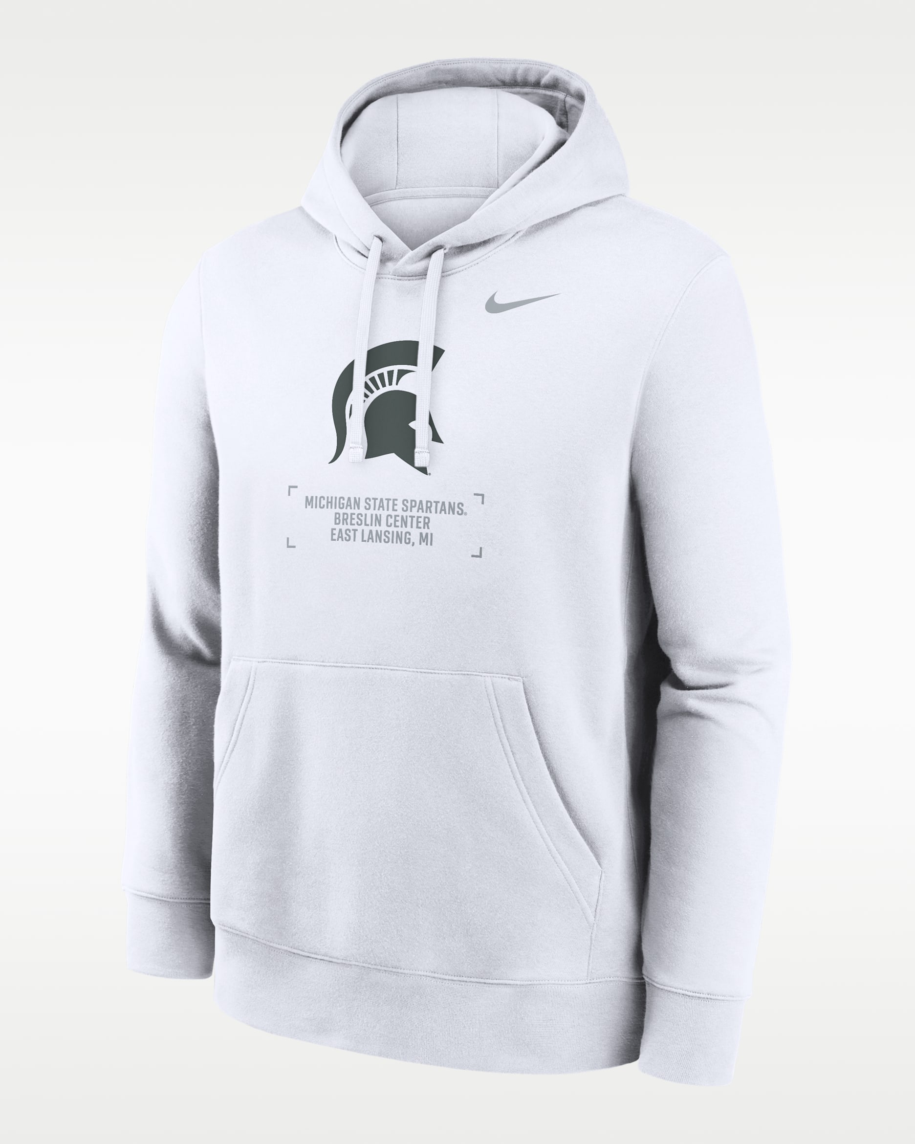 Sudadera con gorro sin cierre universitaria Nike para hombre Michigan State Club Basketball 2-Hit - Blanco