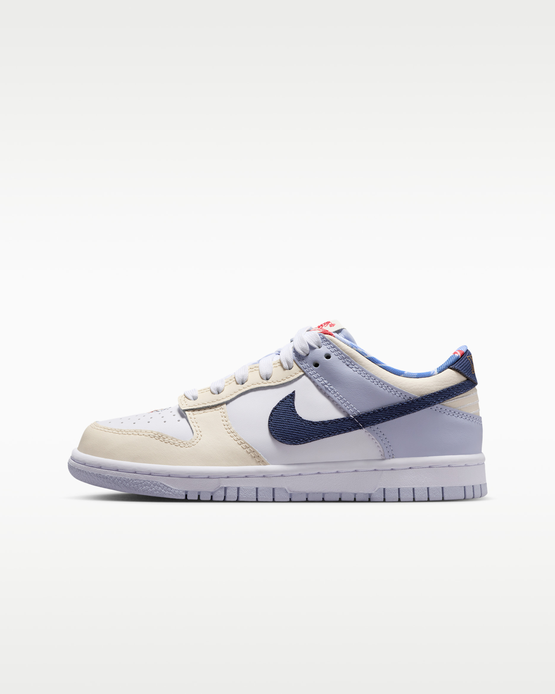Nike Dunk Low Big Kids' Shoes - White/White/Ghost/Midnight Navy