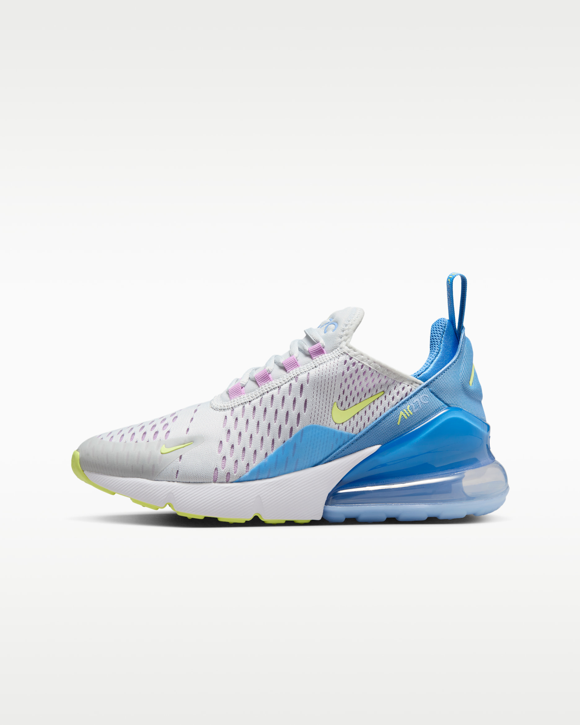 Nike Air Max 270 Big Kids' Shoes - Pure Platinum/Rush Fuchsia/Blue Beyond/Light Lemon Twist