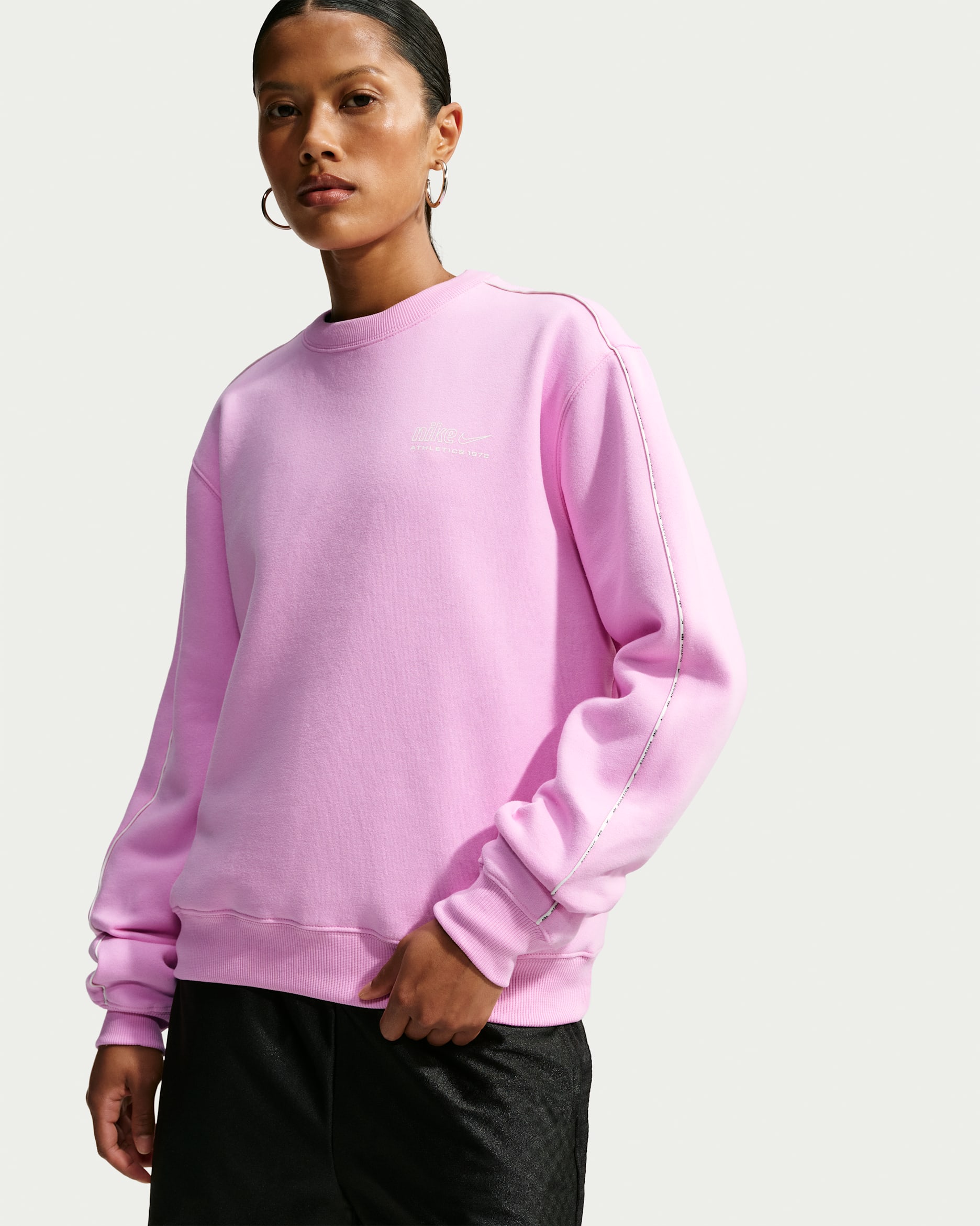 Nike Studio Fleece Medium Weight Women's "Nike Athletic Department" Crew - Pink Rise/Sail
