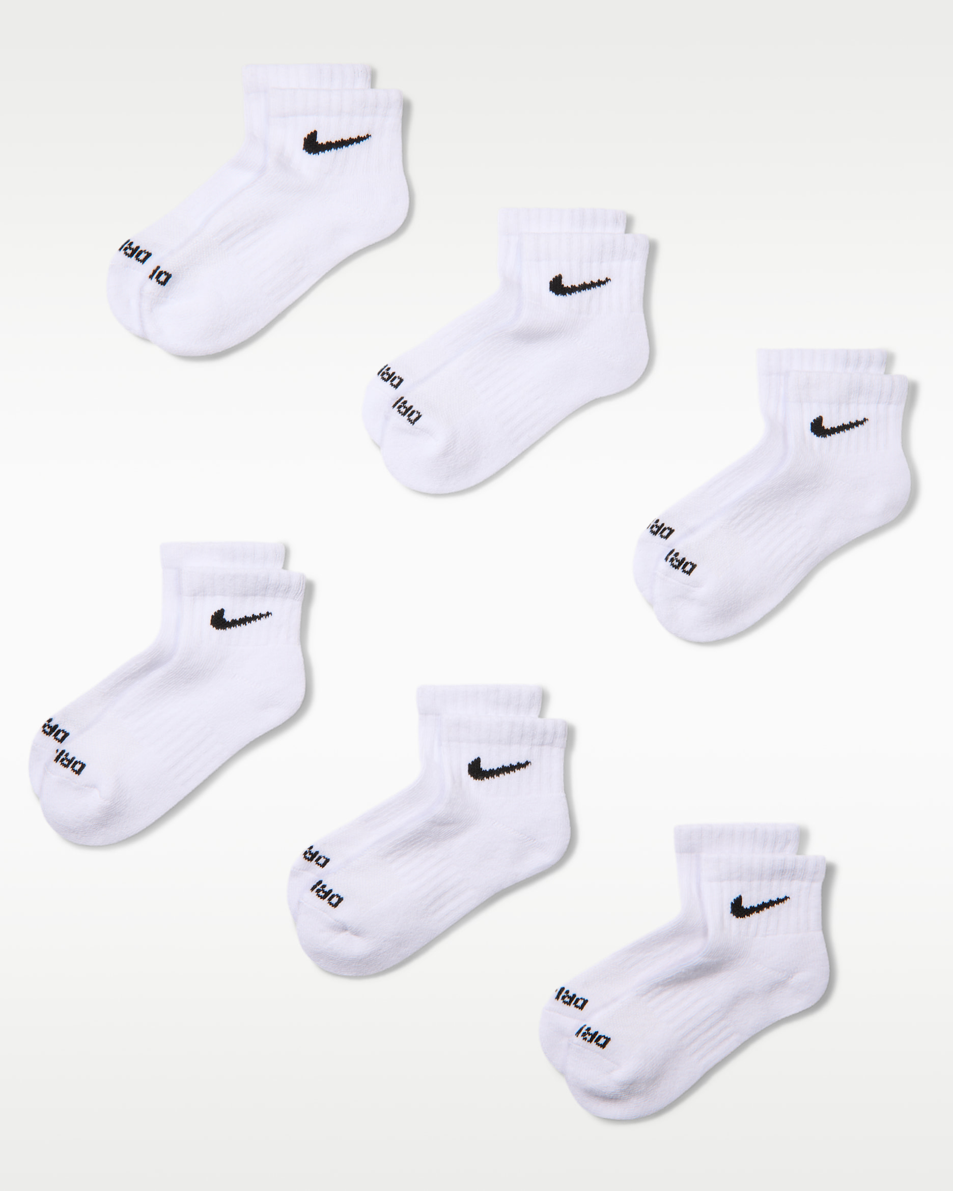 Nike Performance Basics Kids' Dri-FIT Ankle Socks (6 Pairs) - White