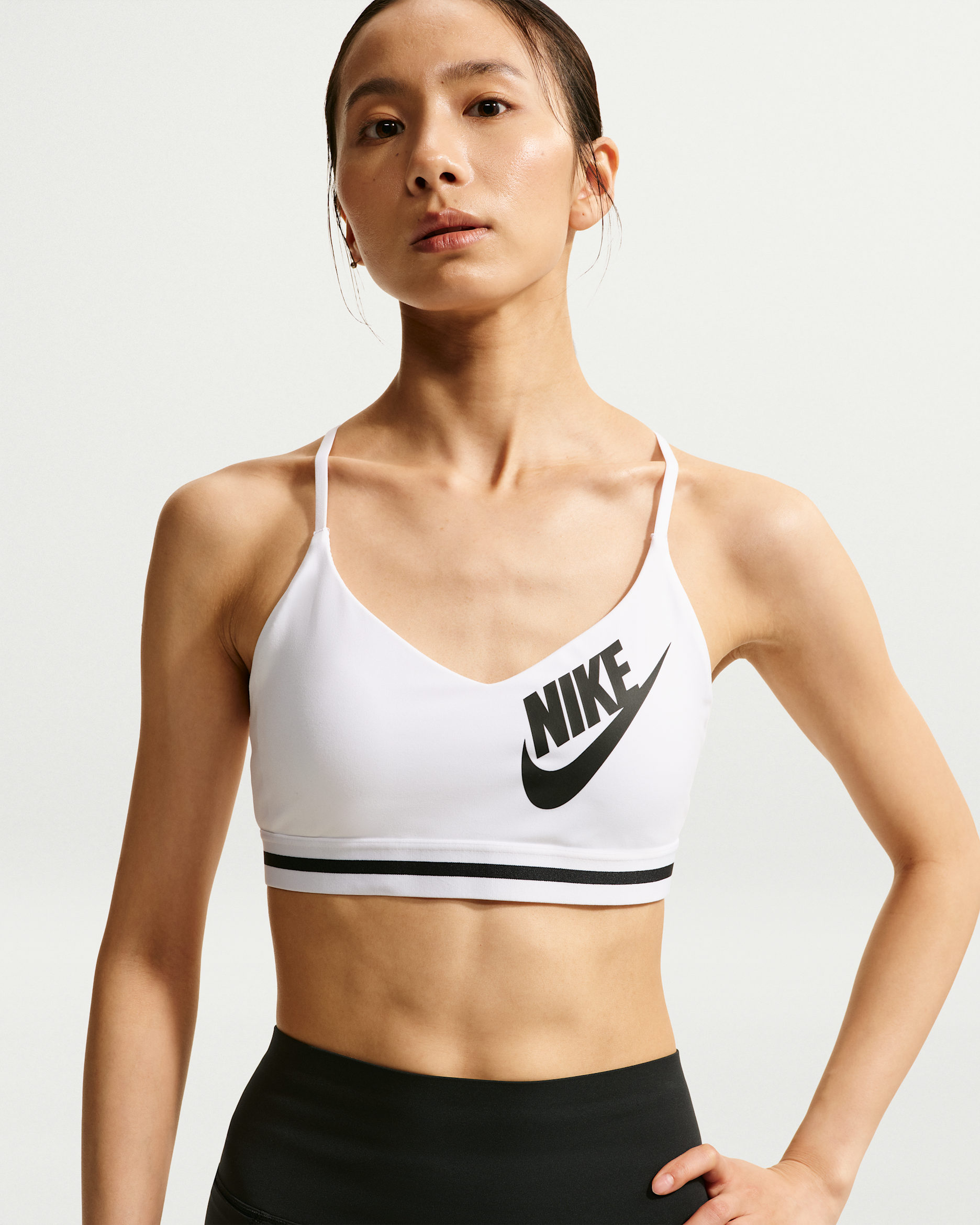 Nike Indy Women's Light-Support Sports Bra - White/White/Black/Black
