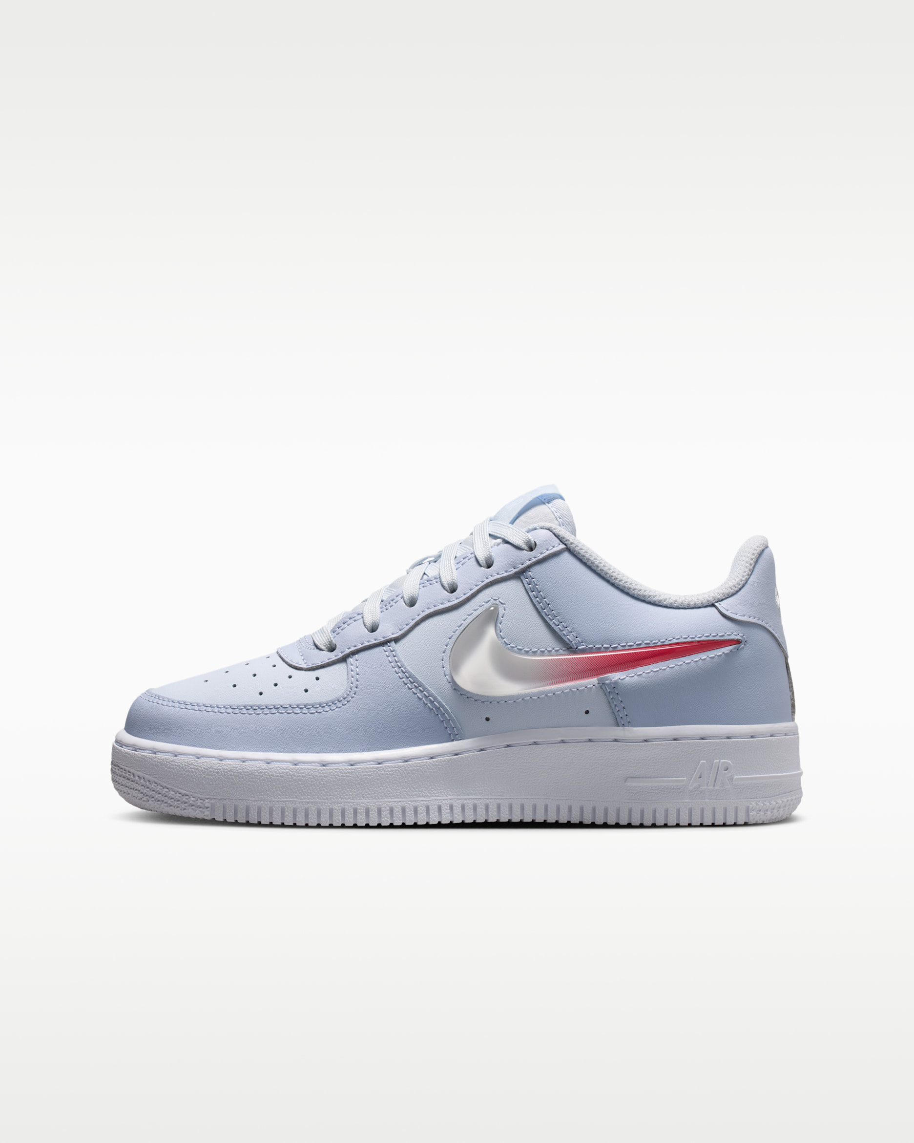 NIke Air Force 1 Big Kids' Shoes - Football Grey/Ghost/White/Tropical Pink