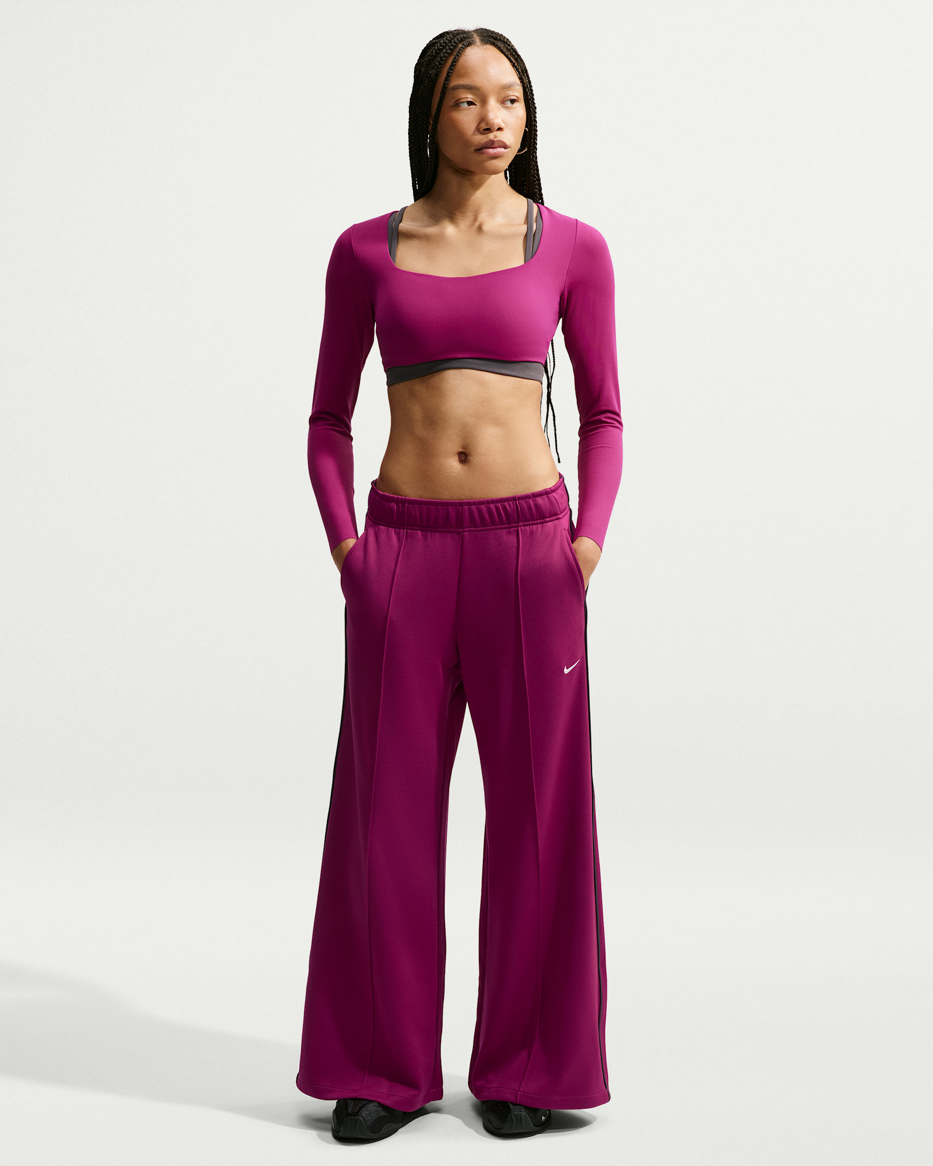 Pants deportivos de tiro medio y pierna amplia para mujer Nike Sportswear - Baya genuino/Parrilla/Vela