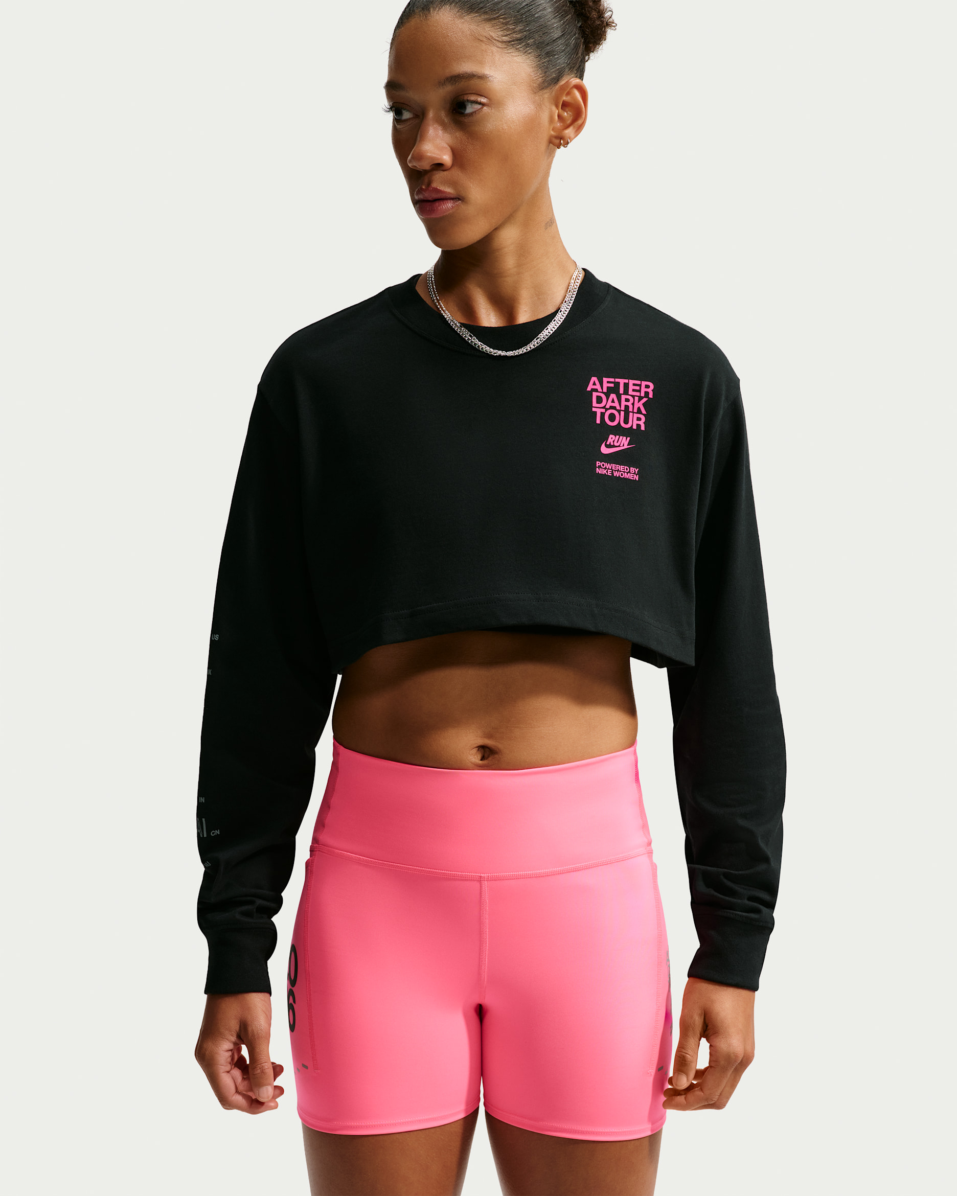 Nike After Dark Tour Women's Dri-FIT Super Cropped Running T-Shirt - Black