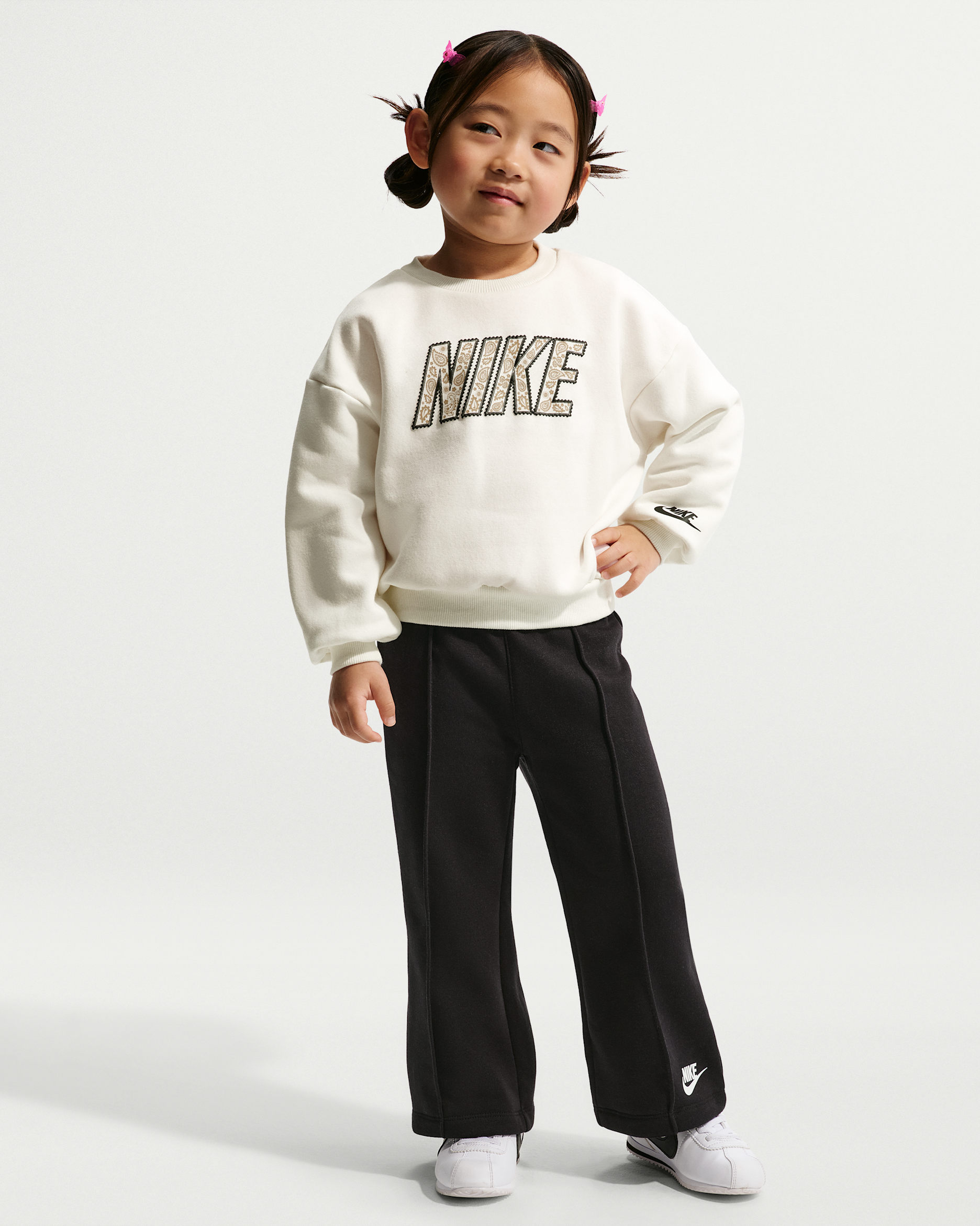 Conjunto de 2 piezas con pants de pierna ancha infantil Nike Retro Remix - Negro