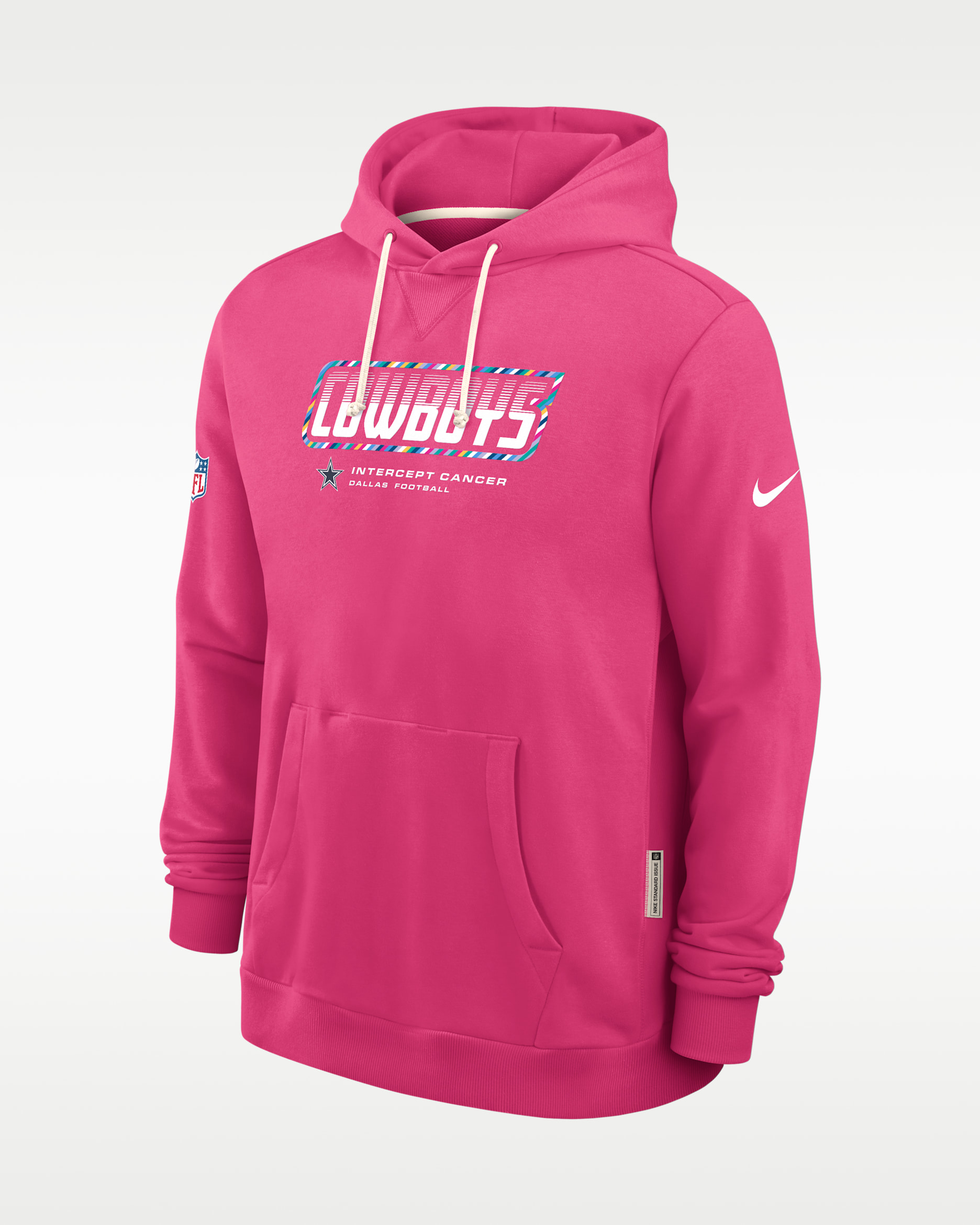 Dallas Cowboys Crucial Catch Sideline Standard Issue Men's Nike Dri-FIT NFL Pullover Hoodie - Pink