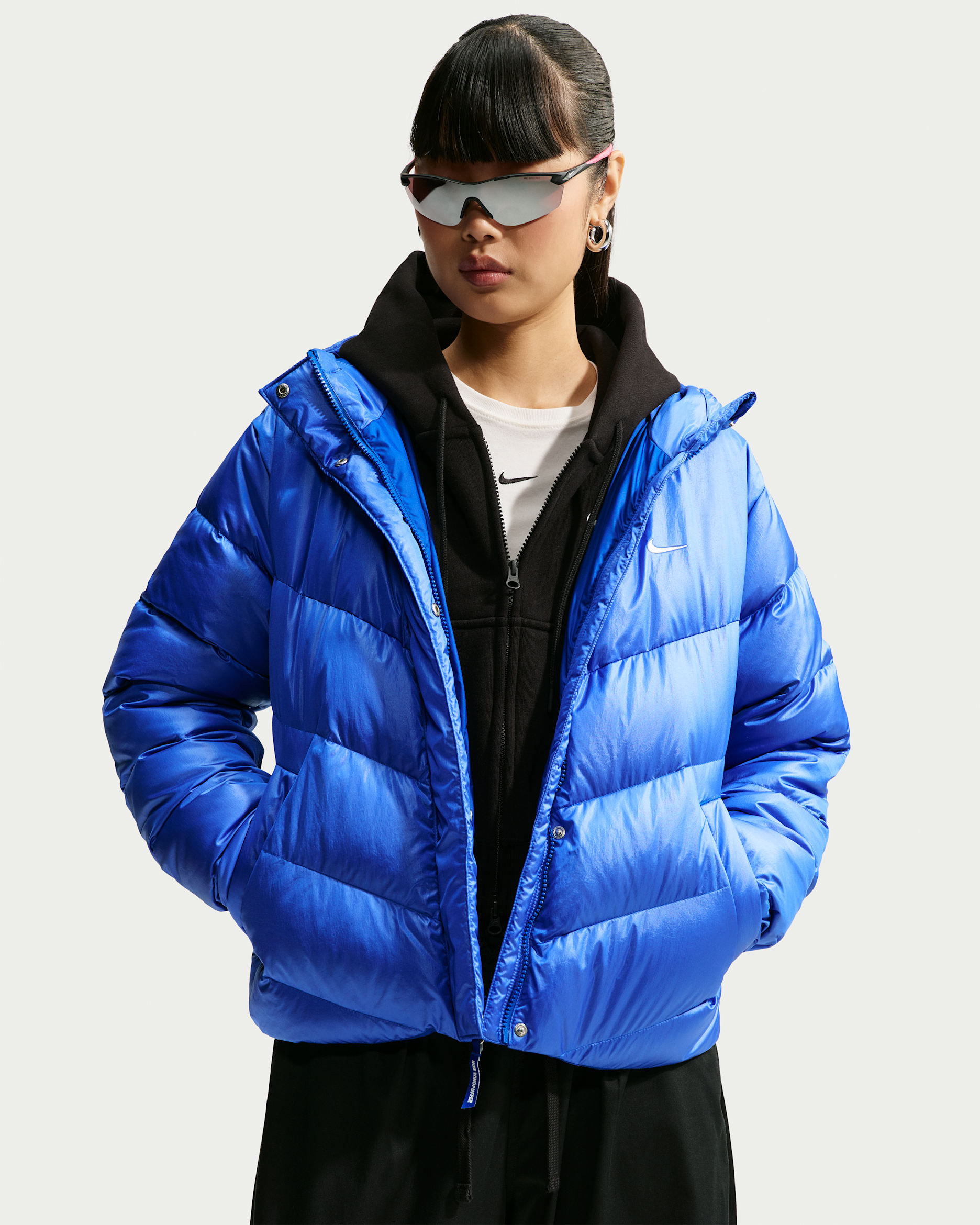 Nike Sportswear Windpuffer Women's Loose Storm-FIT Hooded Down Jacket - Old Royal/Old Royal/Sail