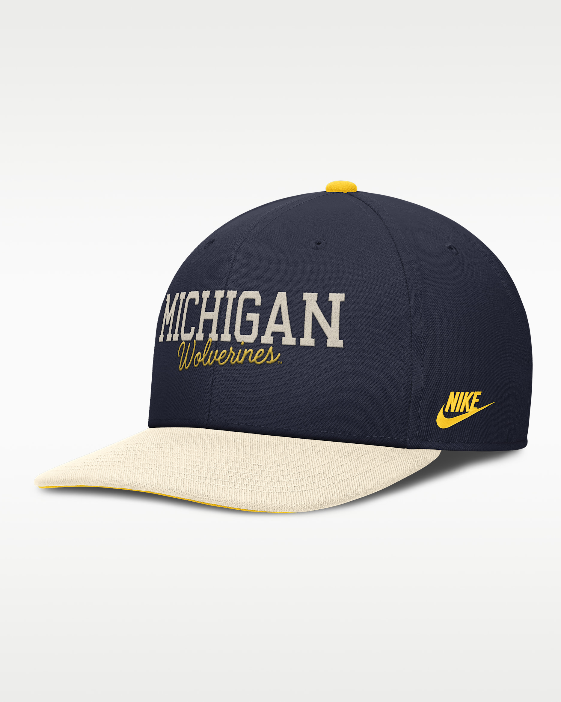 Michigan Legacy Script Men's Nike Dri-FIT College Adjustable Hat - Yellow