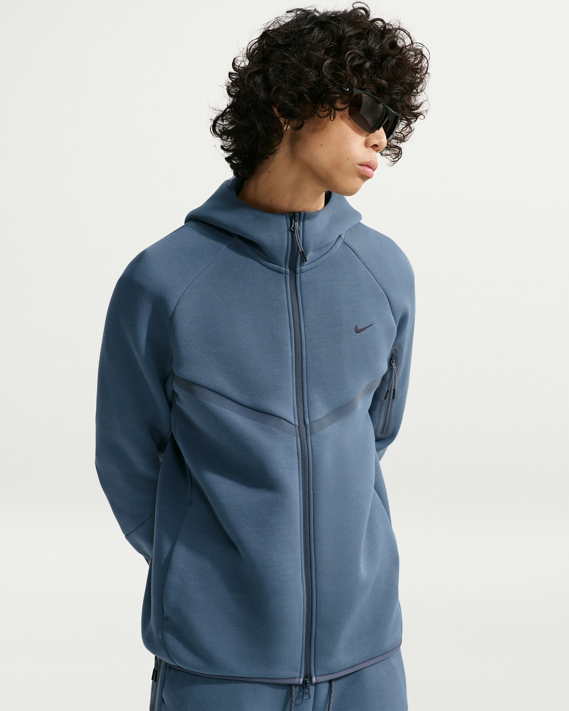 Nike Tech Men's Fleece Full-Zip Windrunner Jacket with Reflective Accents - New Slate/Thunder Blue/Black