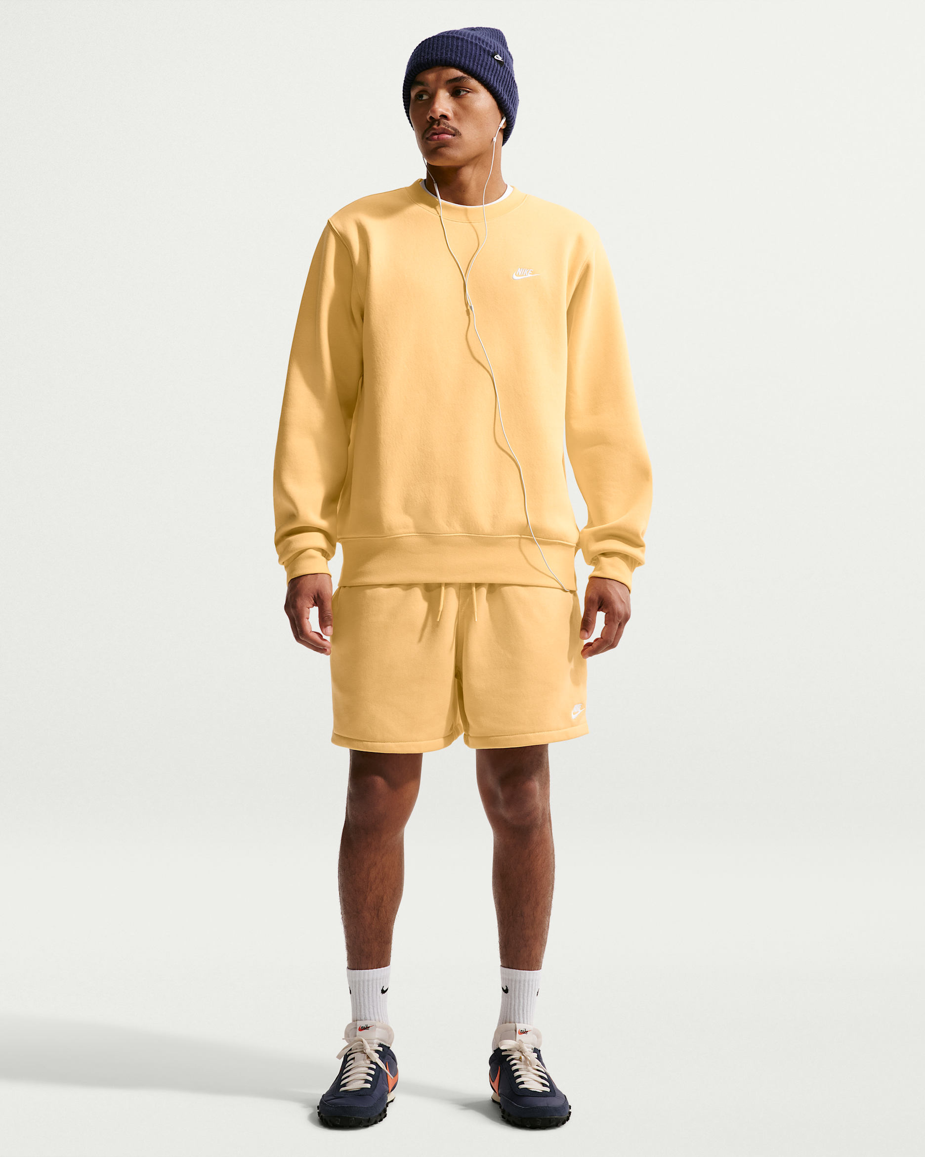 Nike Club Men's French Terry Flow Shorts - Topaz Gold/Topaz Gold/White