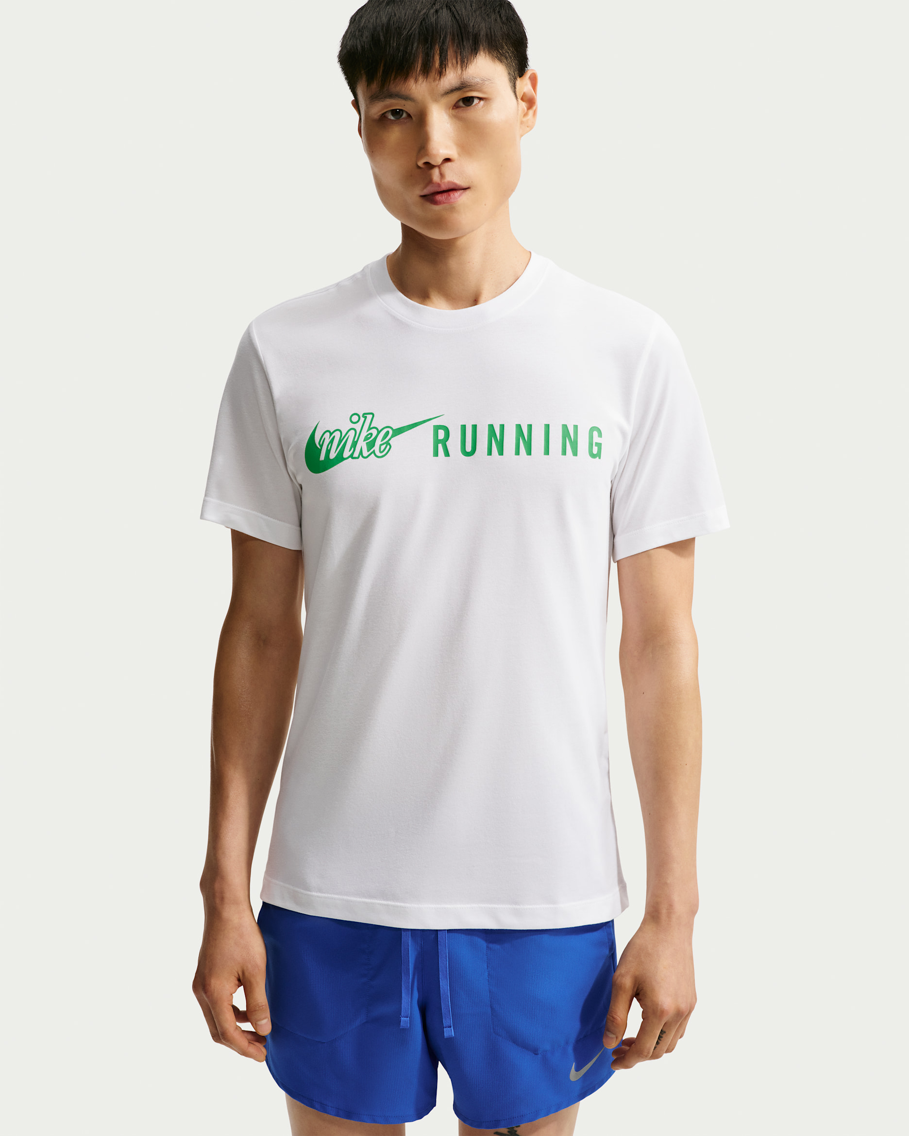 Nike Men's Dri-FIT Running T-Shirt - White/Green Spark