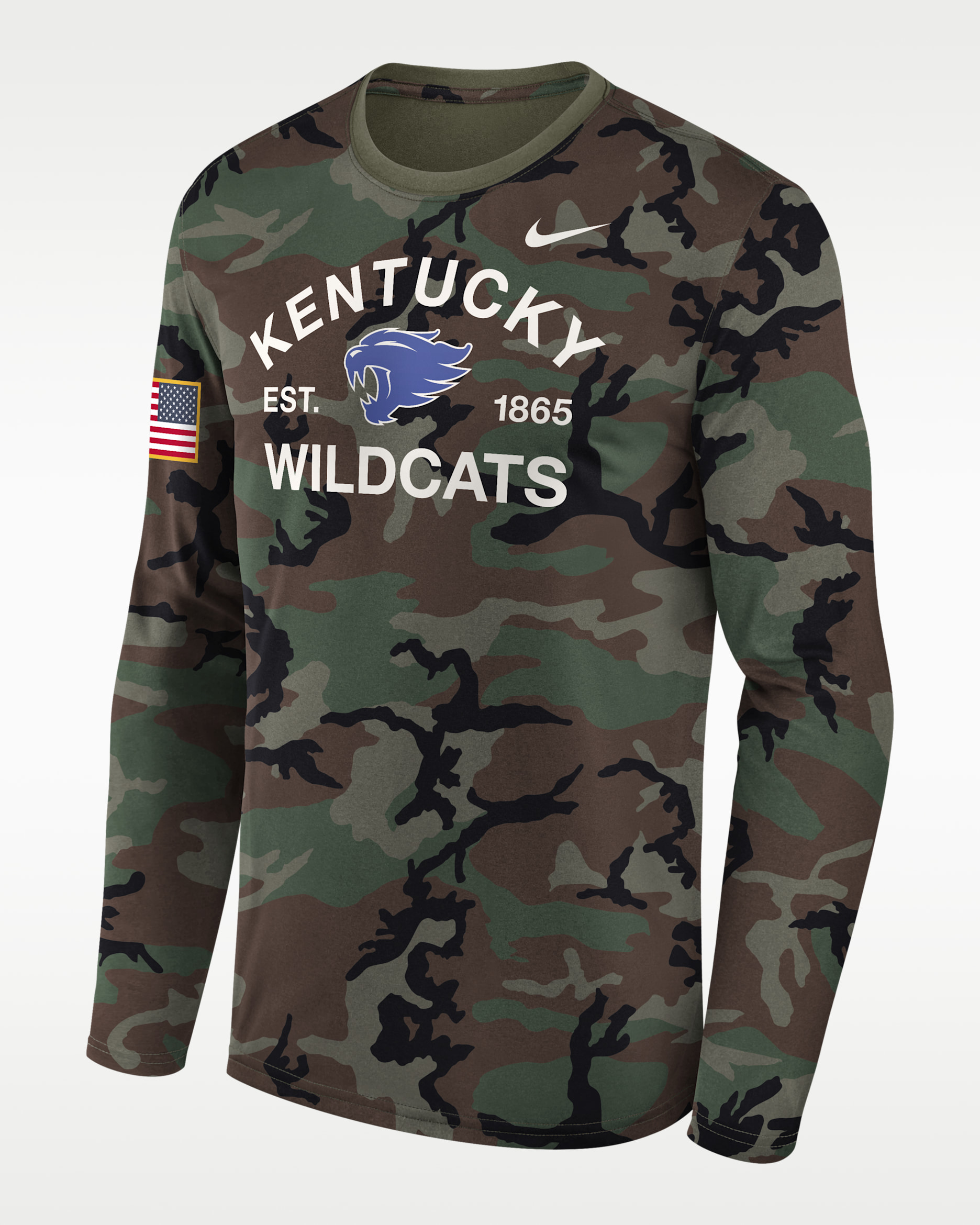 Kentucky 2025 Military Appreciation Legend Men's Nike Dri-FIT College Long-Sleeve T-Shirt - Olive