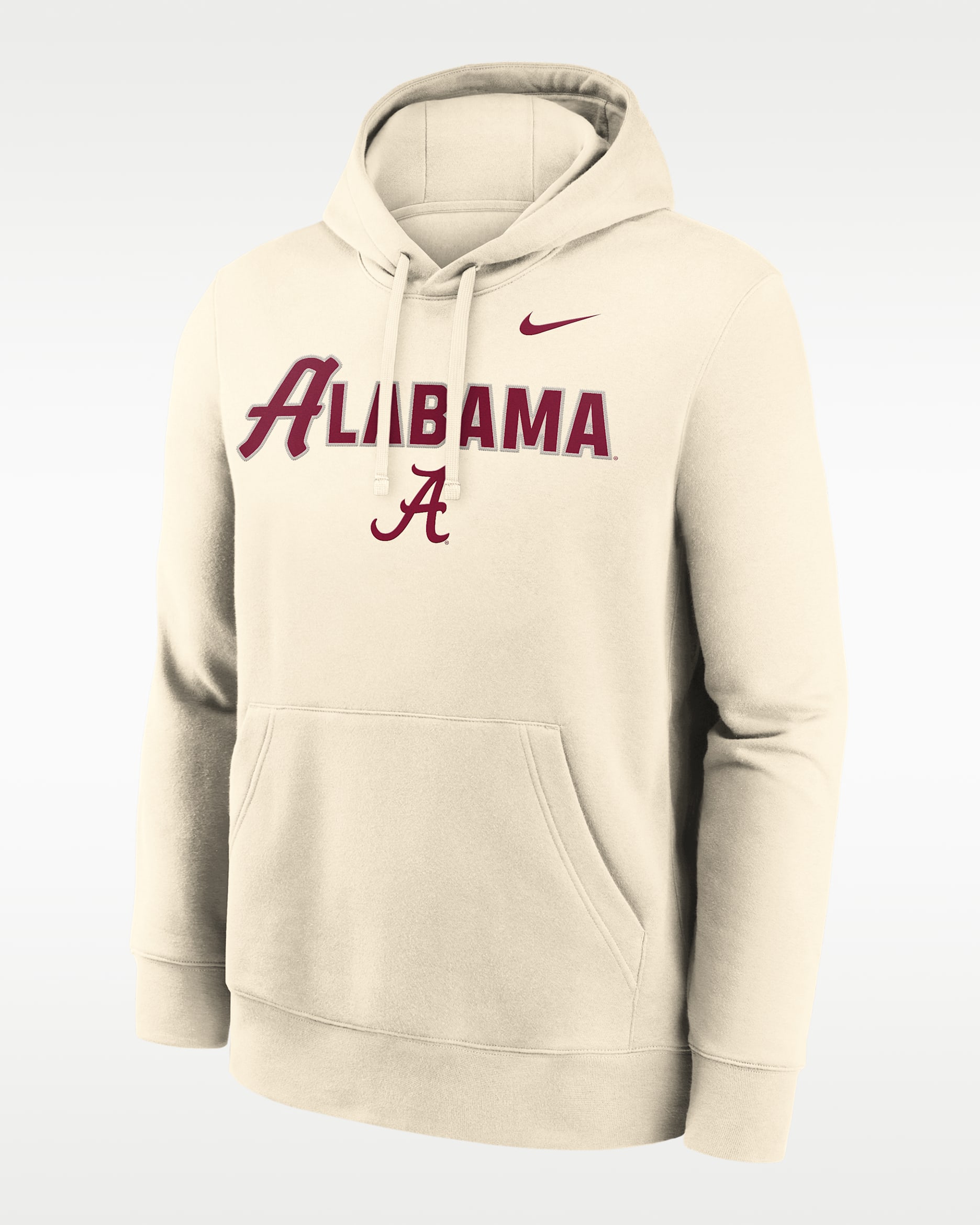 Sudadera con gorro sin cierre universitaria Nike para hombre Alabama Primetime Club - Natural/Carmesí team