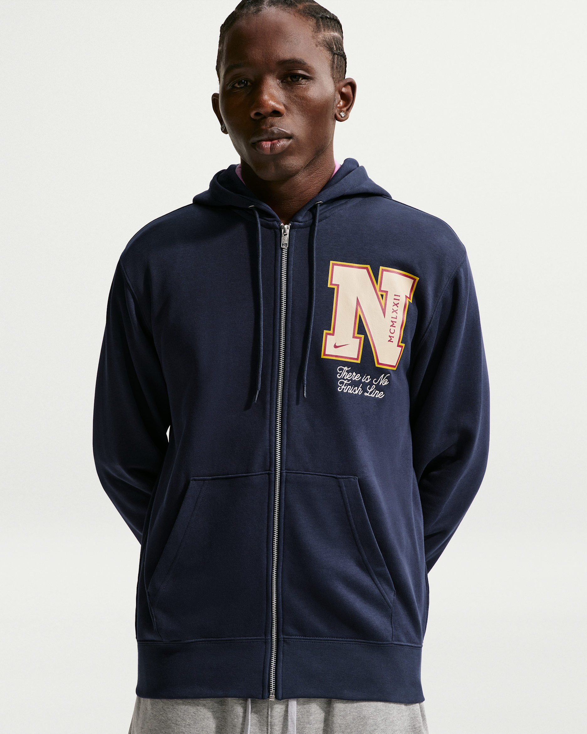 Nike Sportswear Club Men's French Terry Full-Zip Hoodie - Obsidian/Light Khaki