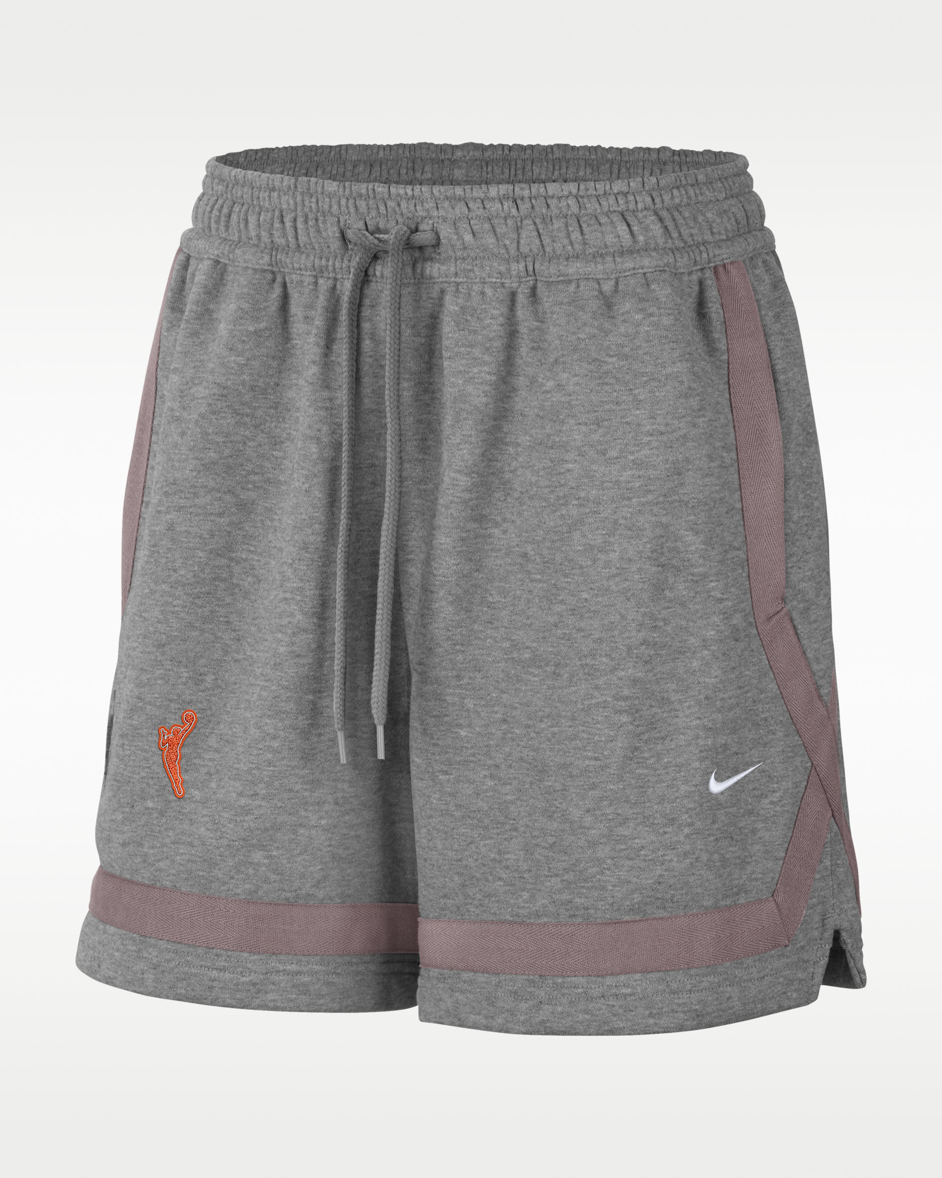WNBA Women's 5" Studio Fleece Basketball Shorts - Dark Grey Heather/Taupe Grey/White