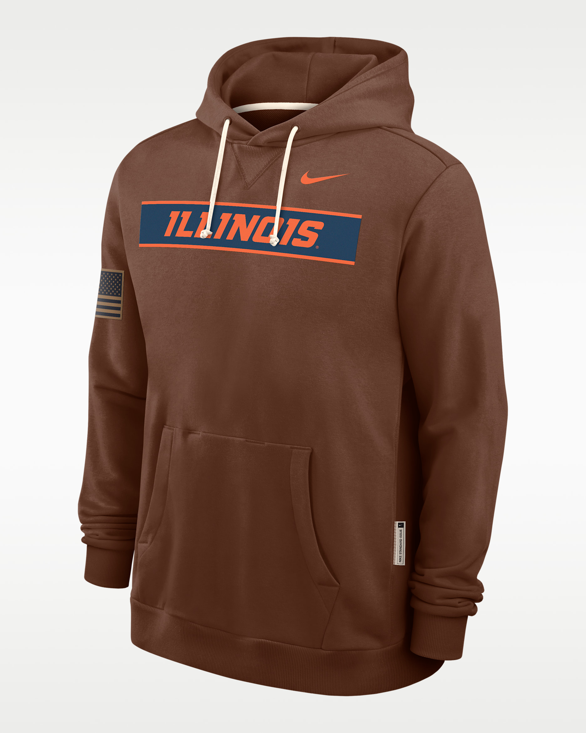 Illinois 2026 Military Appreciation Men's Nike Dri-FIT College Pullover Hoodie - Brown