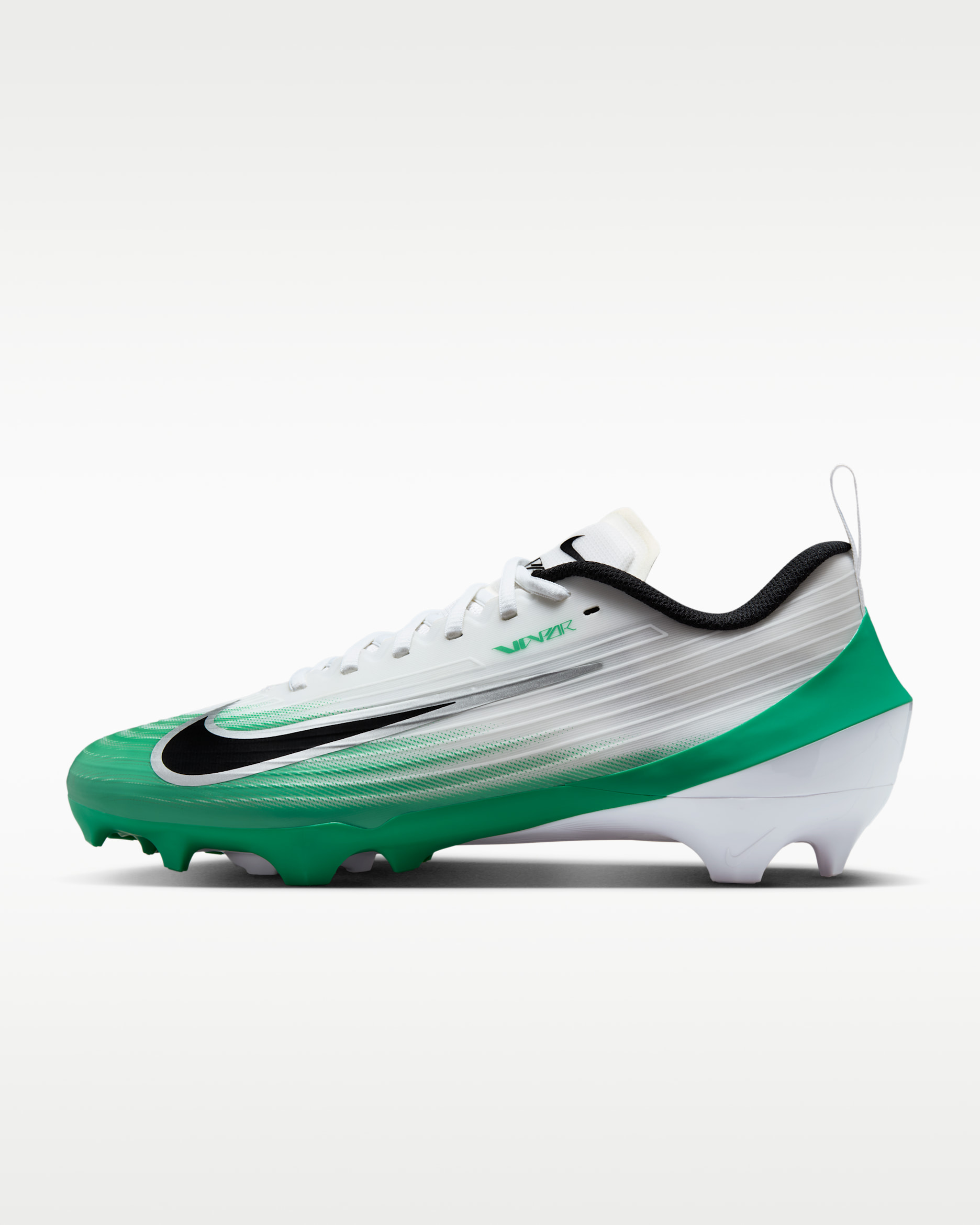 Nike Vapor Speed 3 Tacos de fútbol americano - Blanco/Verde estadio/Plata metalizado/Negro